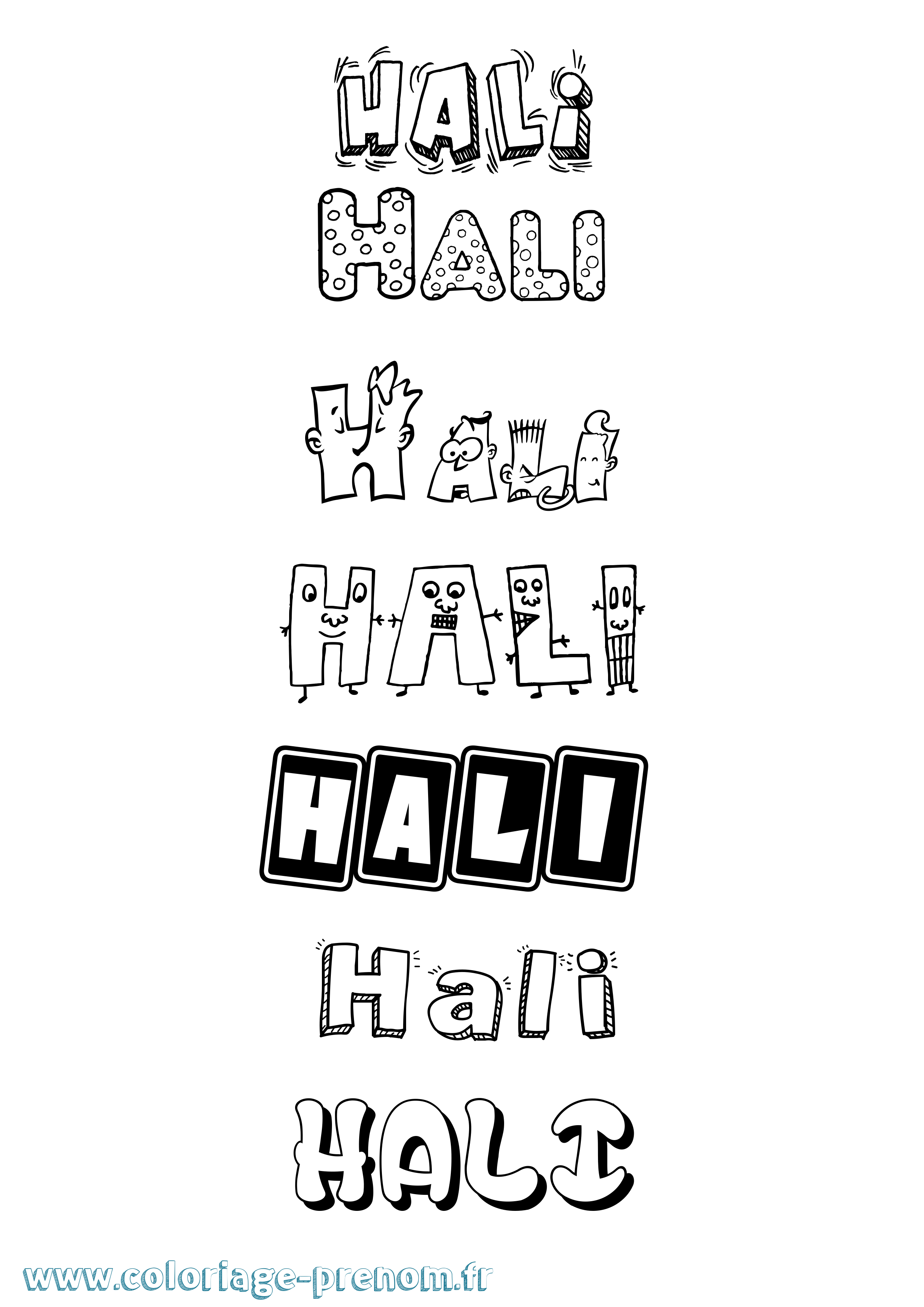 Coloriage prénom Hali Fun