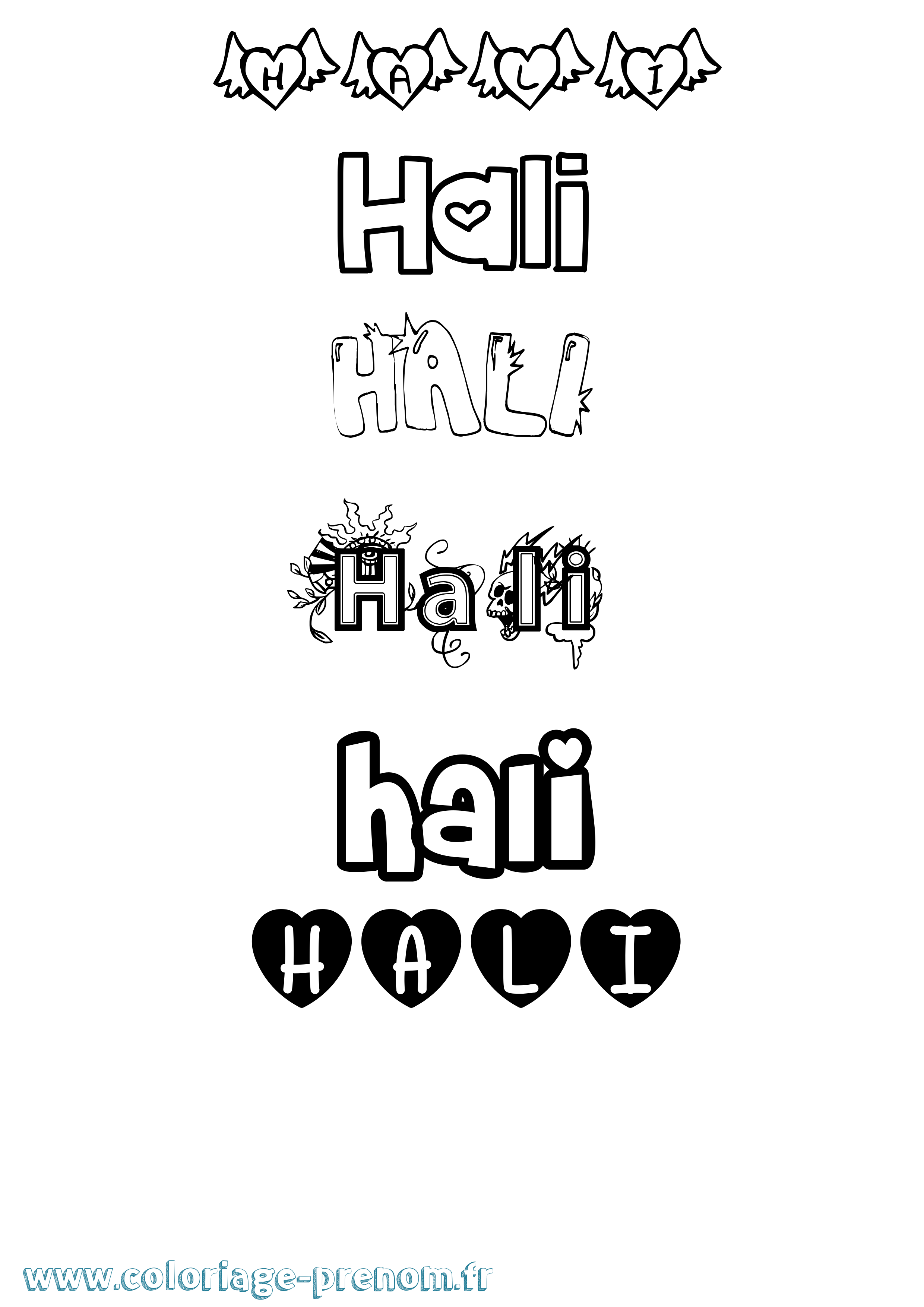 Coloriage Hali Girly Coloriage prénom Hali Girly