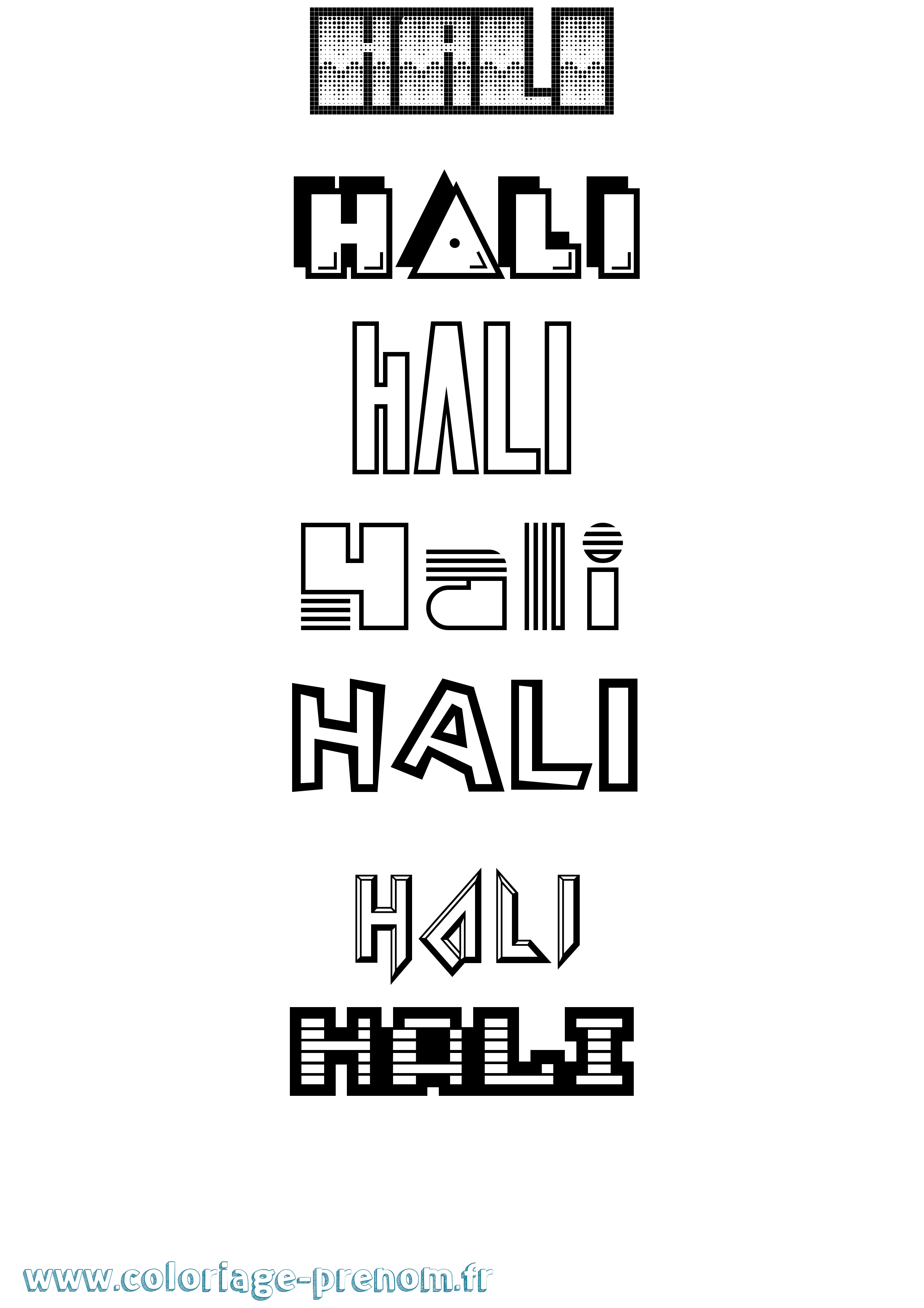 Coloriage Hali Jeux Vidéos Coloriage prénom Hali Jeux Vidéos