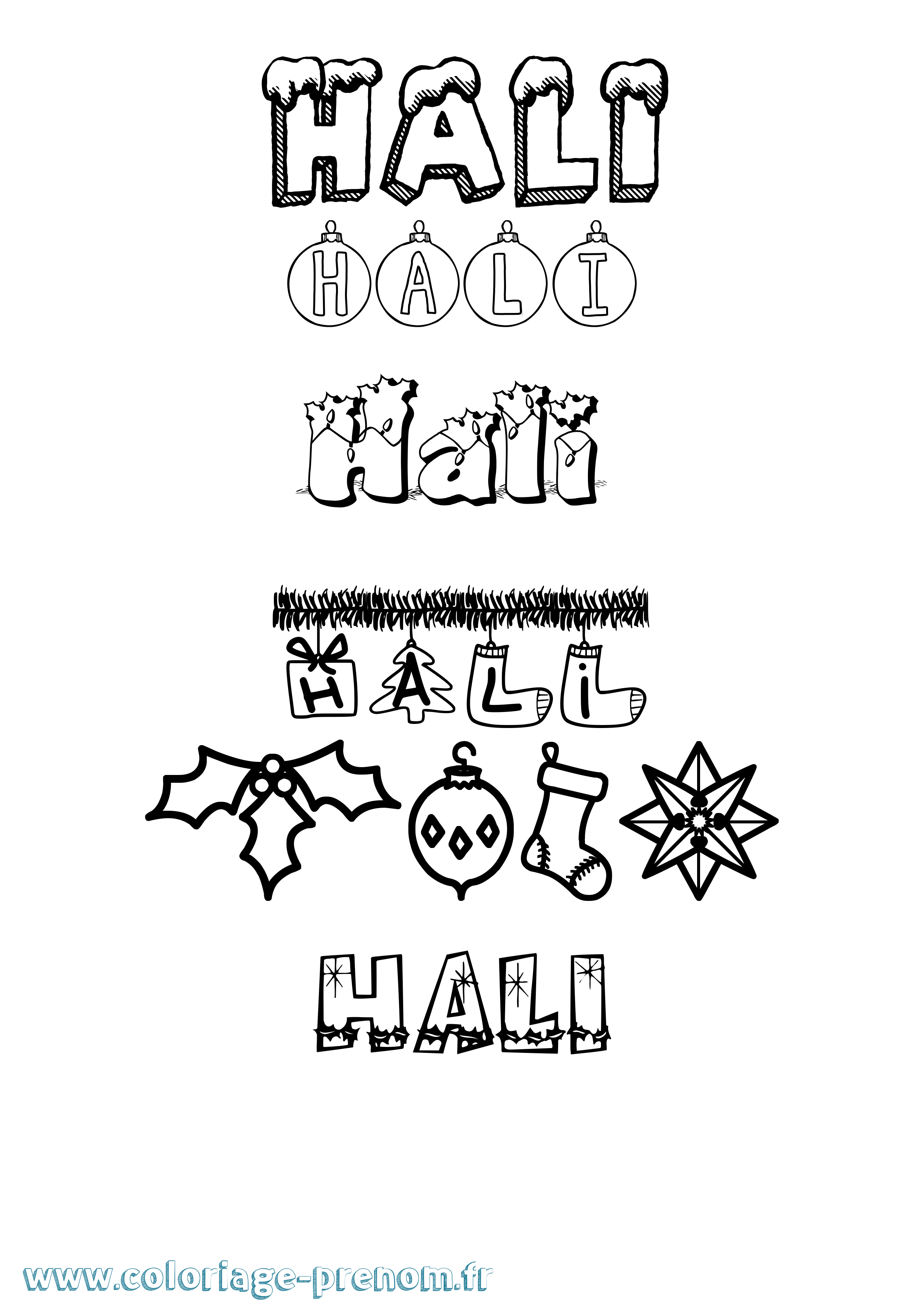 Coloriage Hali Noël Coloriage prénom Hali Noël