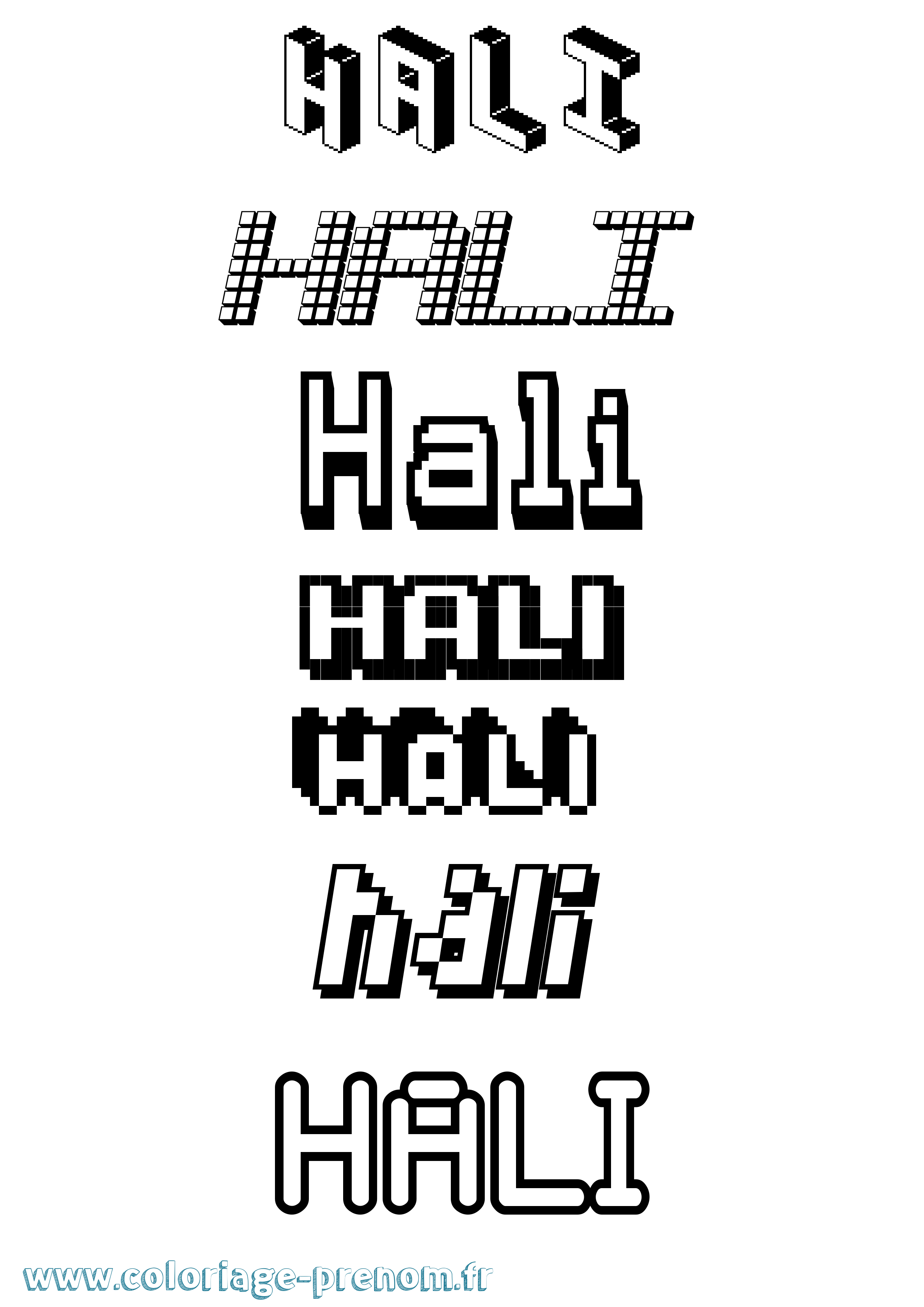 Coloriage prénom Hali Pixel