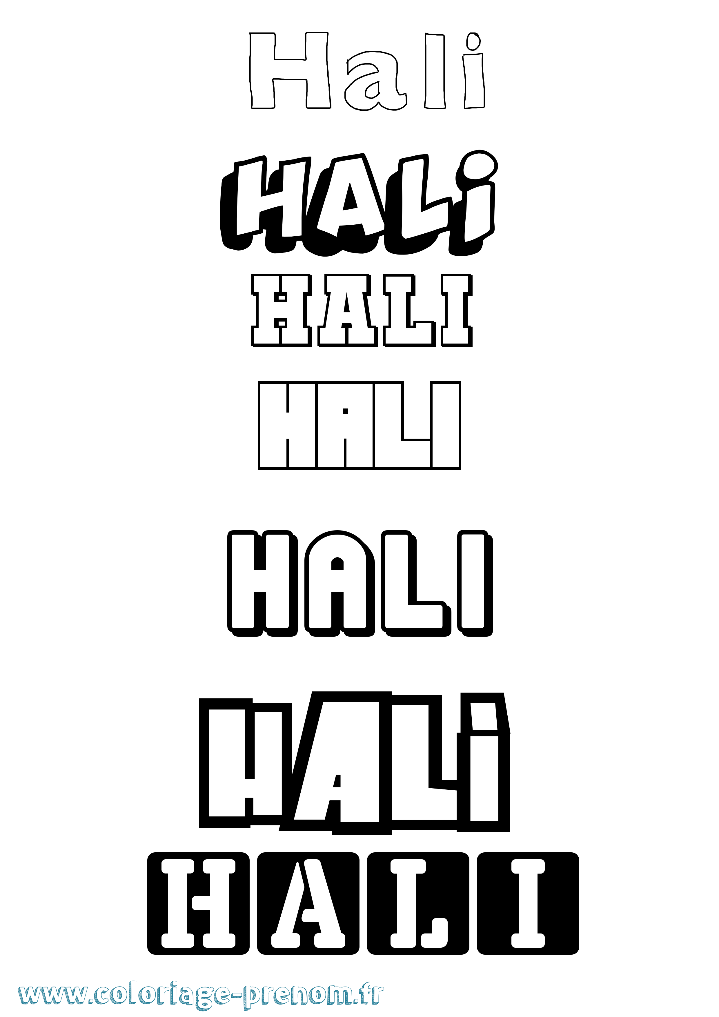 Coloriage Hali Simple Coloriage prénom Hali Simple