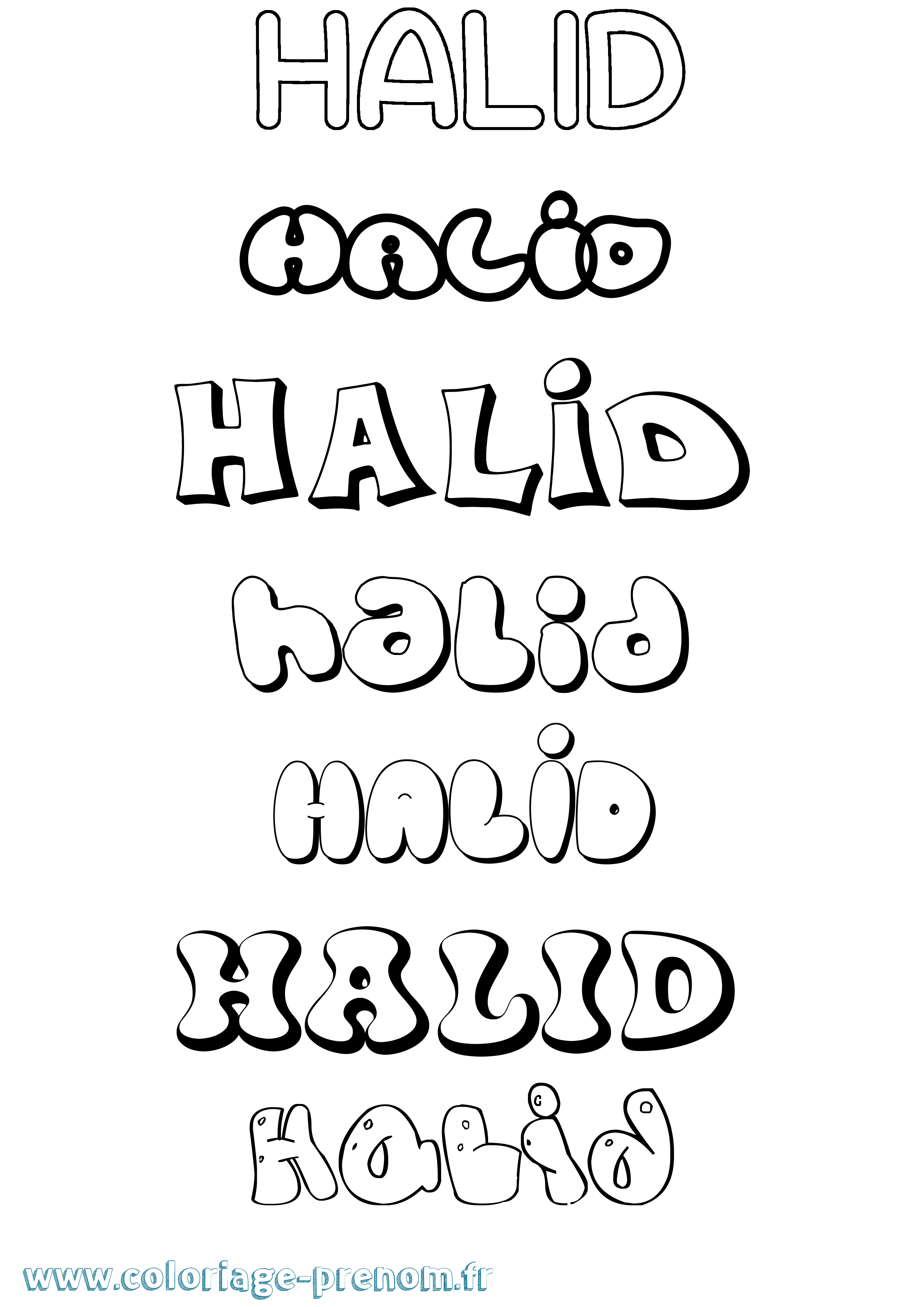 Coloriage Halid Bubble Coloriage prénom Halid Bubble