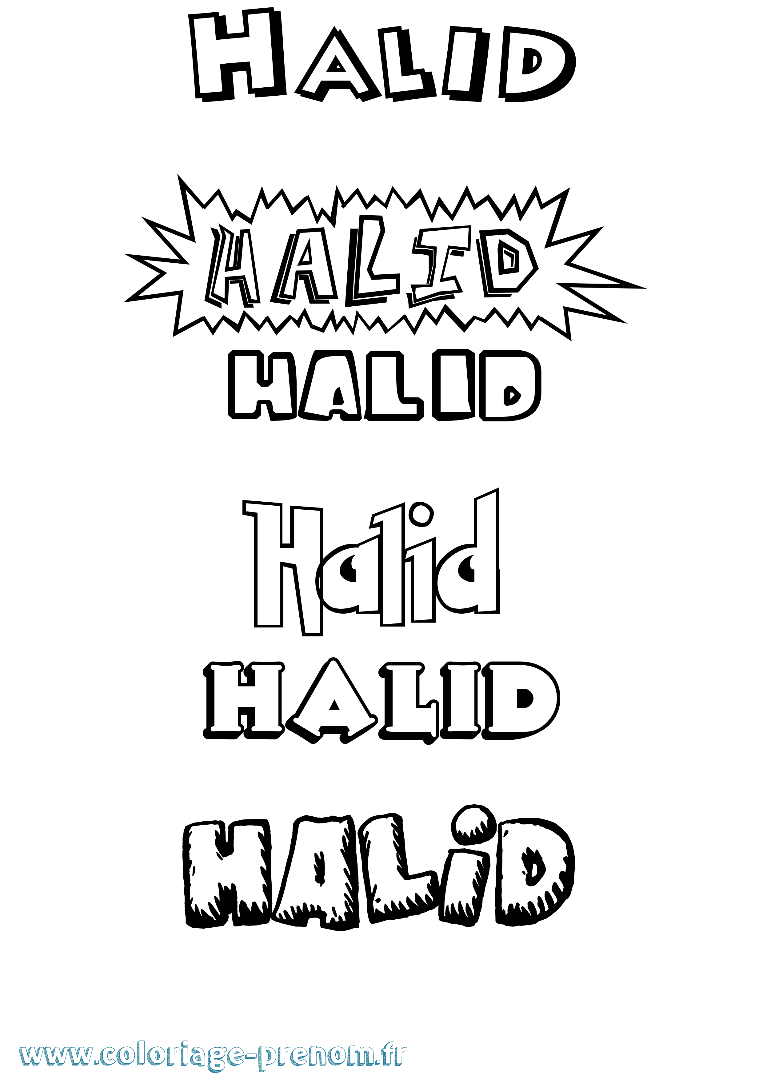 Coloriage Halid Dessin Animé Coloriage prénom Halid Dessin Animé