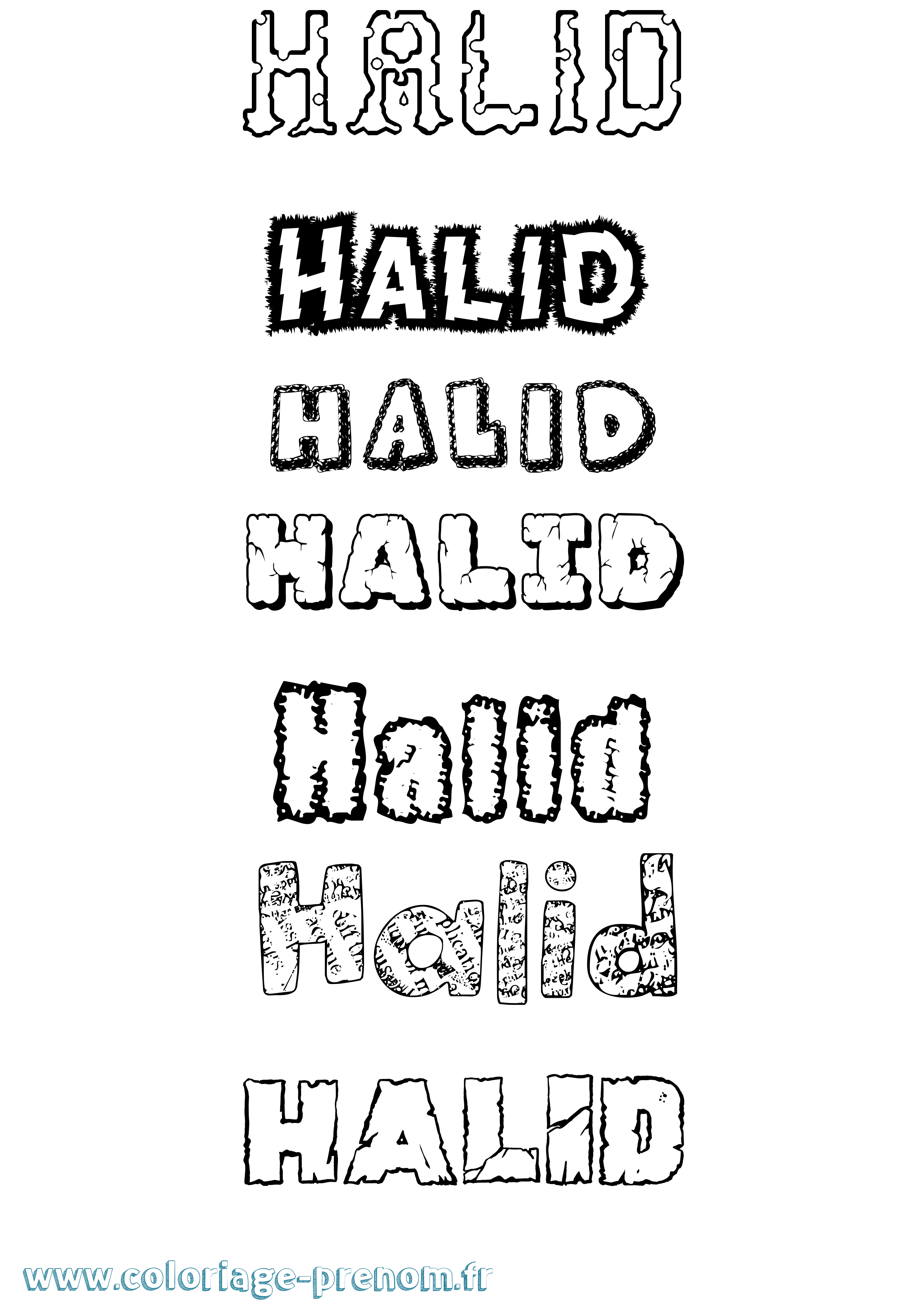 Coloriage Halid Destructuré Coloriage prénom Halid Destructuré
