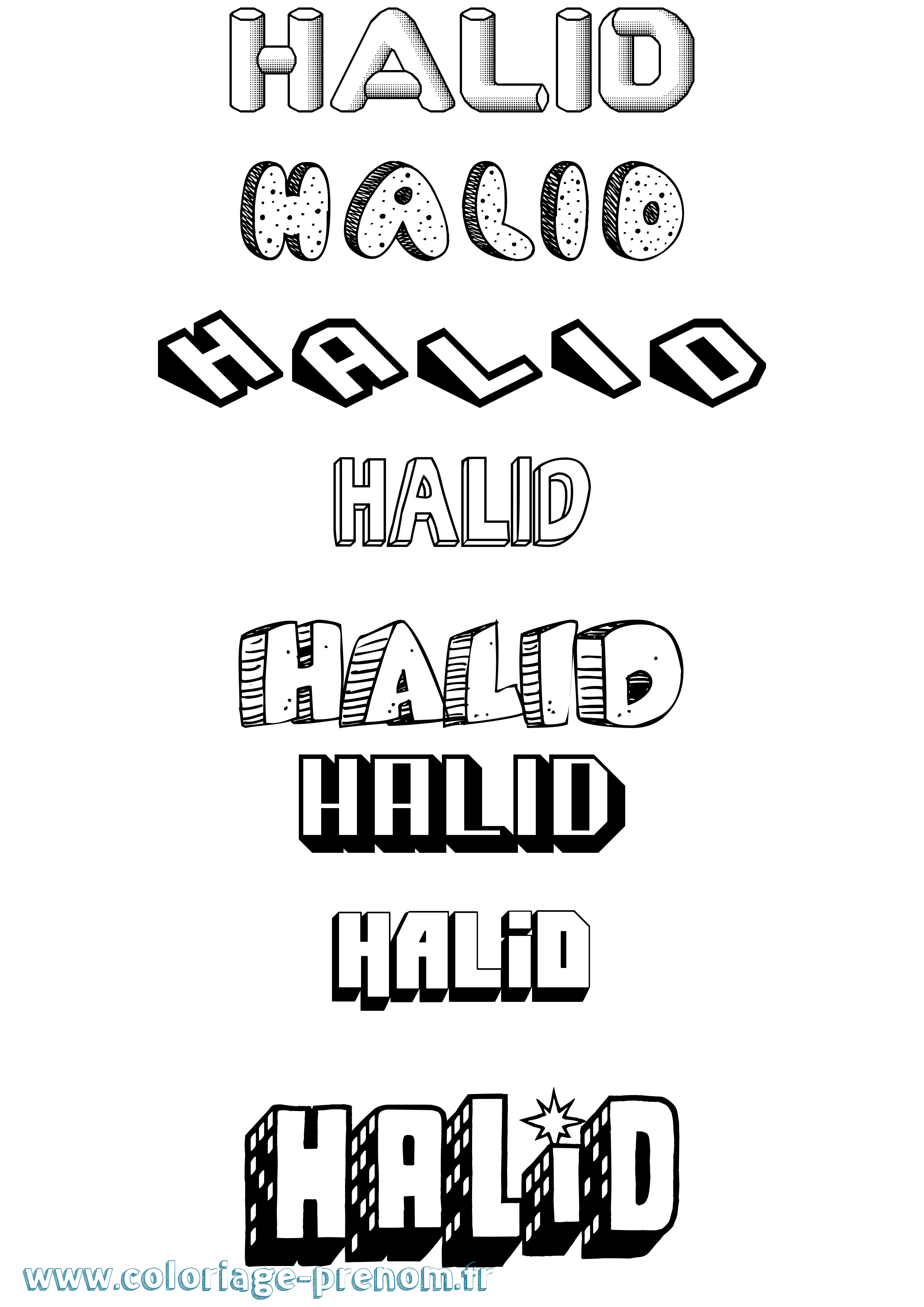 Coloriage Halid Effet 3D Coloriage prénom Halid Effet 3D
