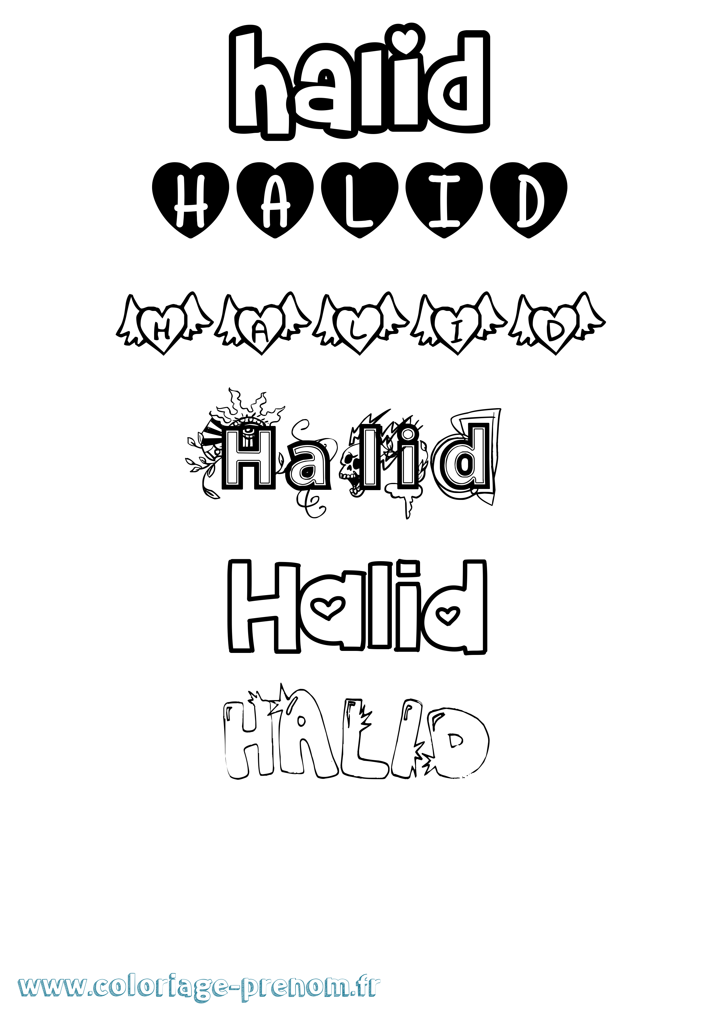 Coloriage Halid Girly Coloriage prénom Halid Girly