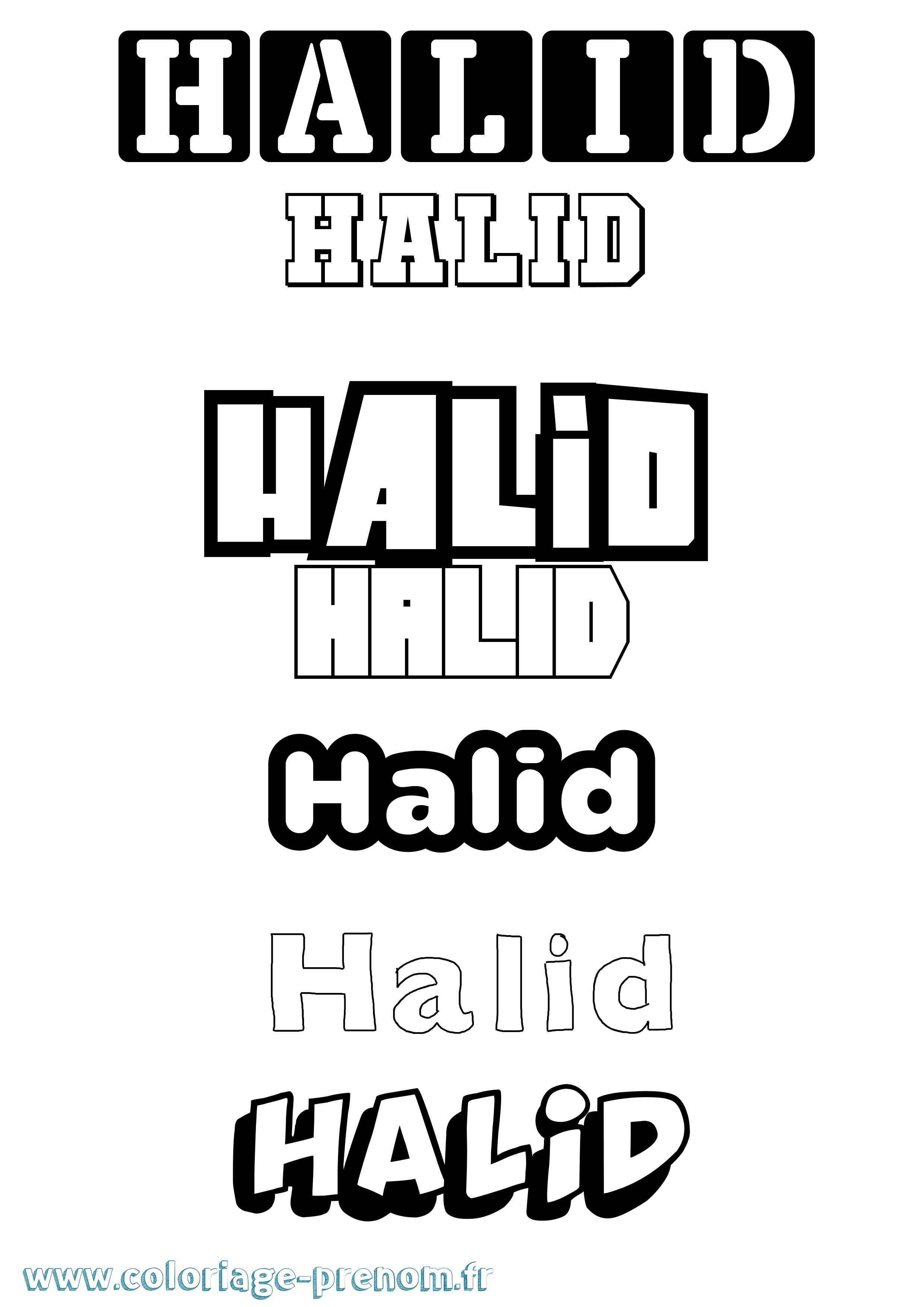 Coloriage Halid Simple Coloriage prénom Halid Simple