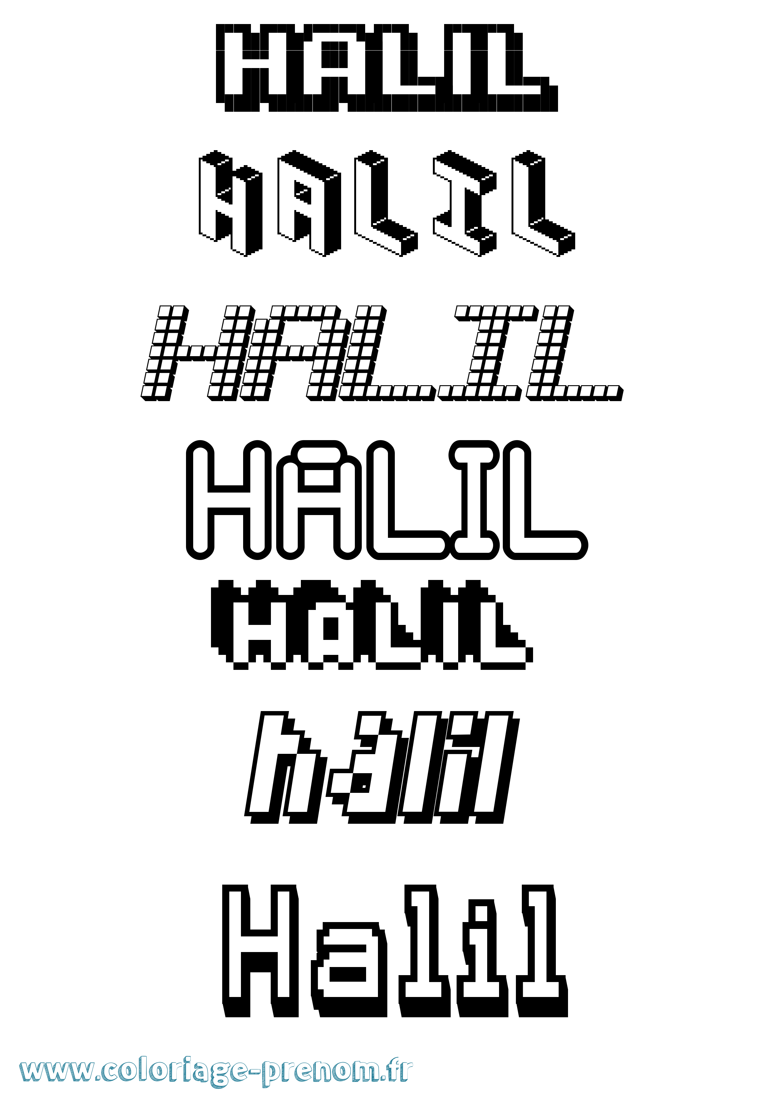 Coloriage prénom Halil Pixel