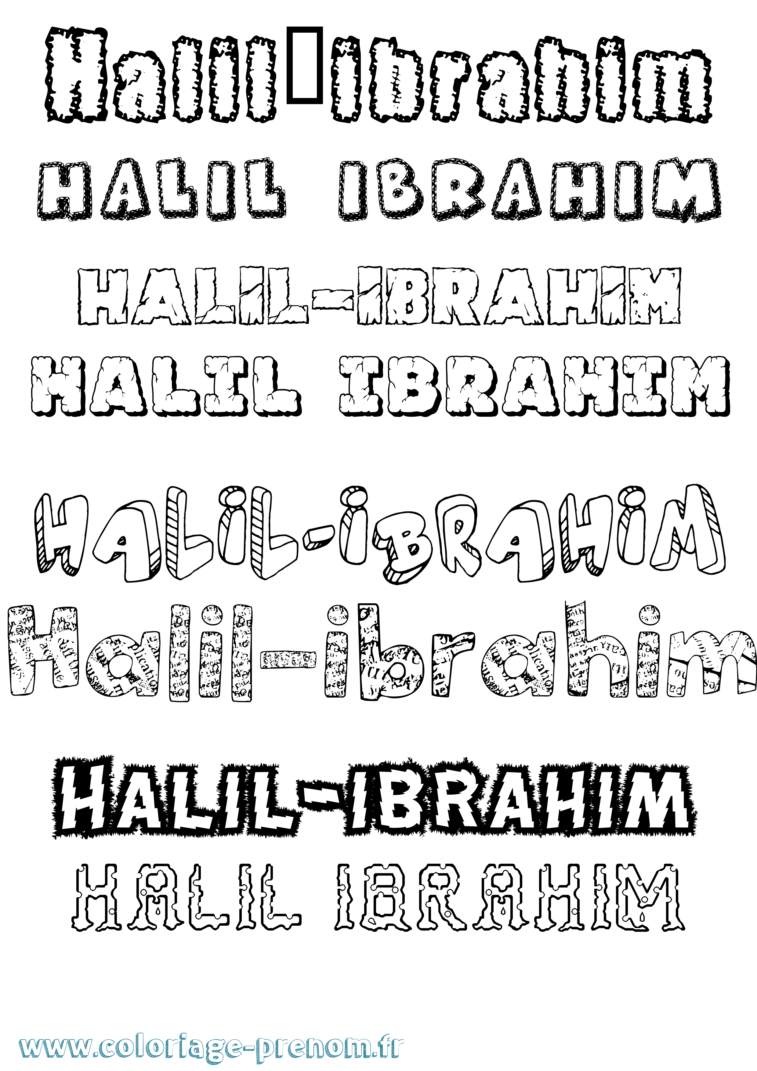 Coloriage prénom Halil-Ibrahim Destructuré