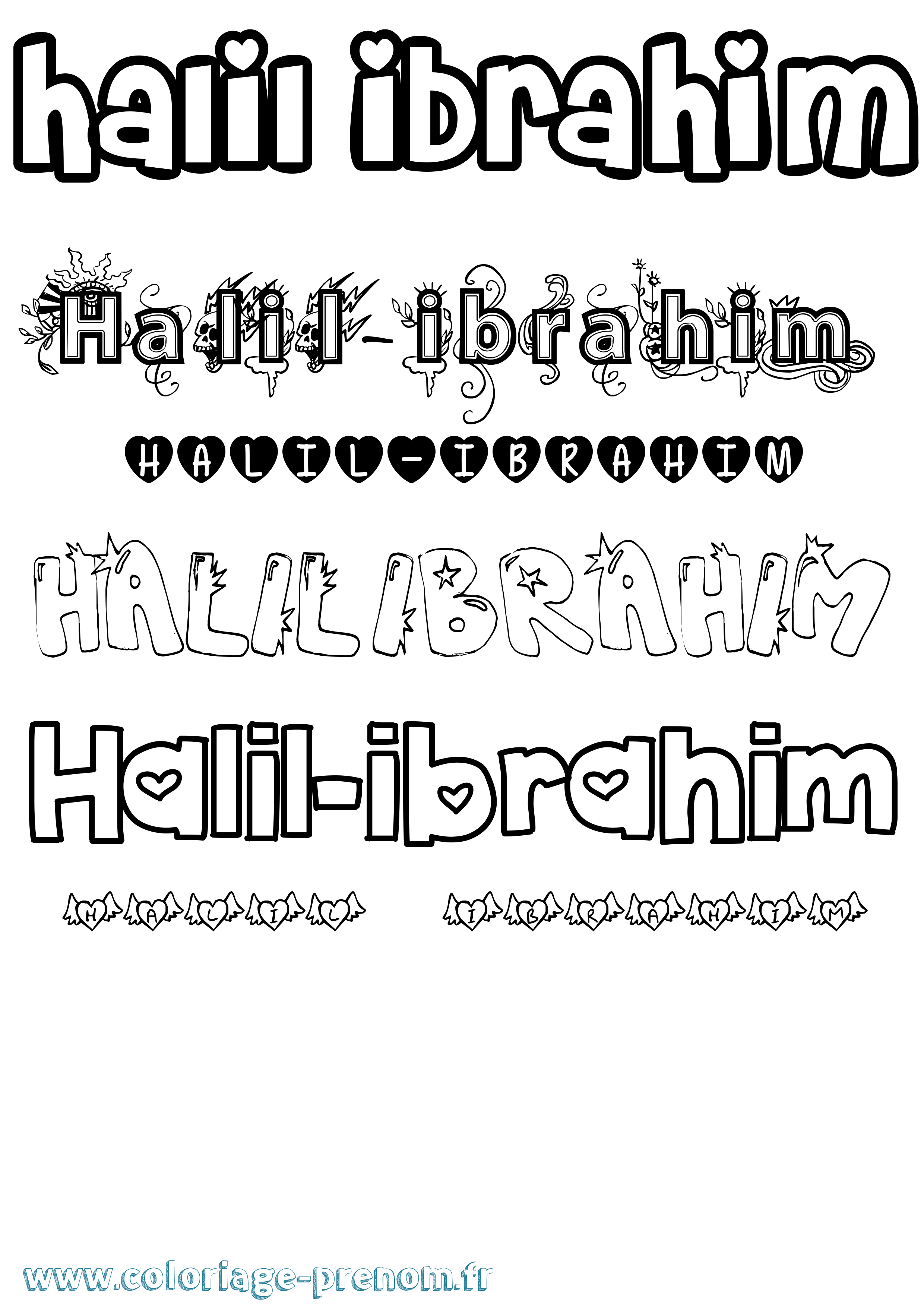 Coloriage prénom Halil-Ibrahim Girly