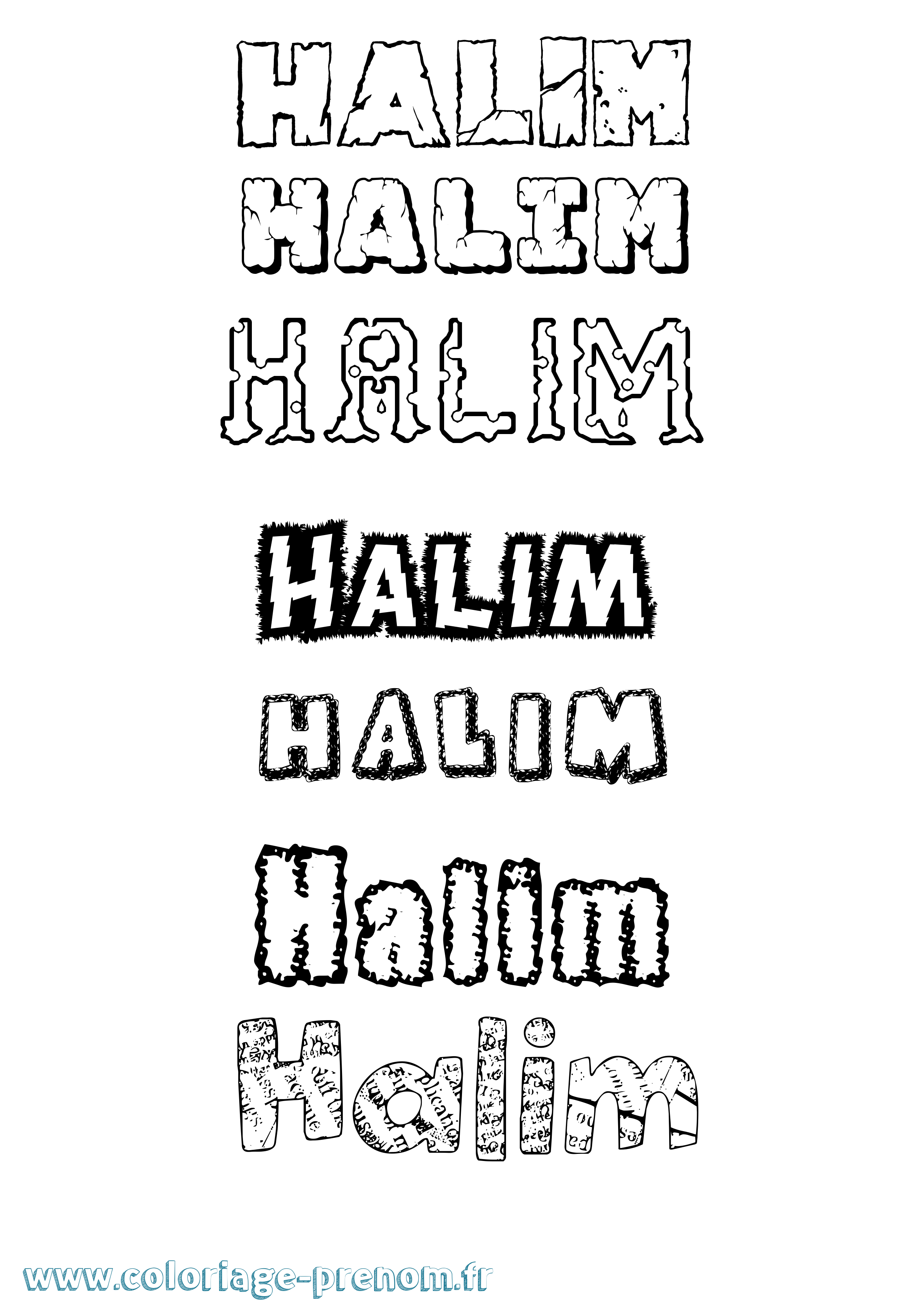 Coloriage prénom Halim Destructuré
