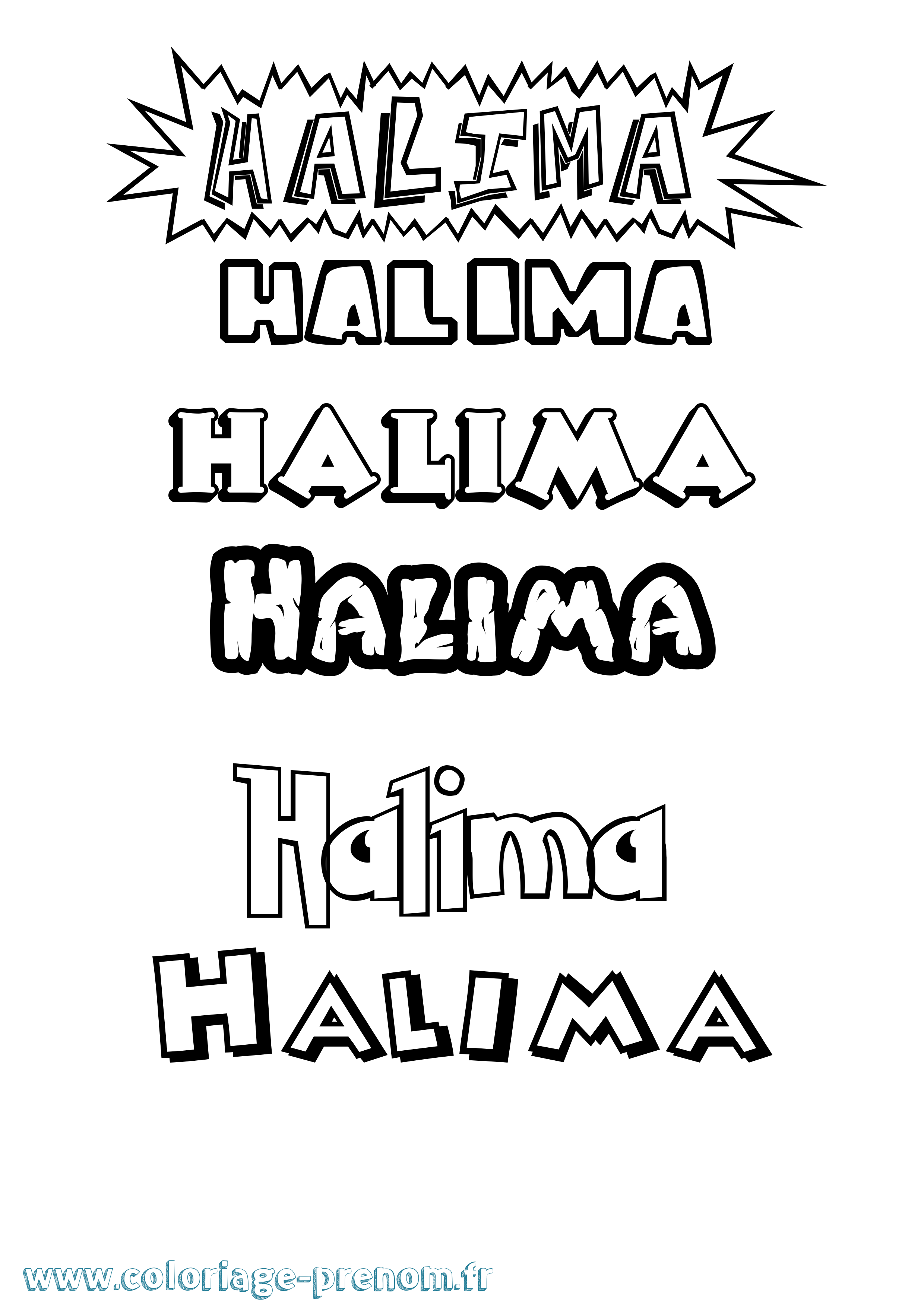 Coloriage prénom Halima Dessin Animé