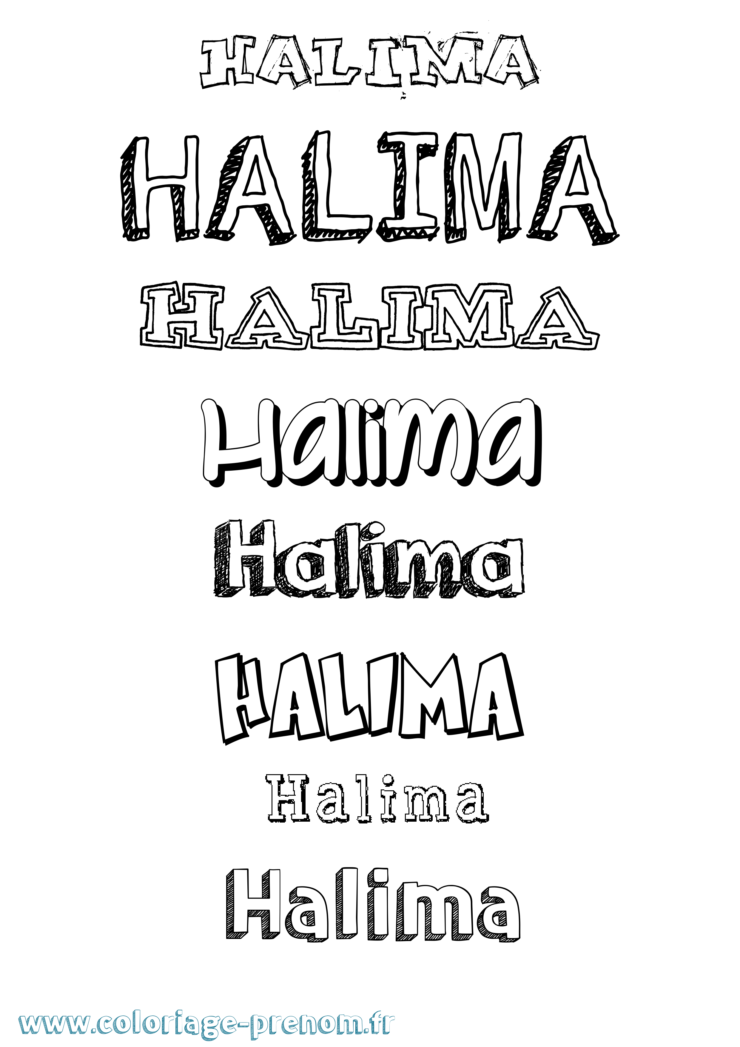 Coloriage prénom Halima Dessiné