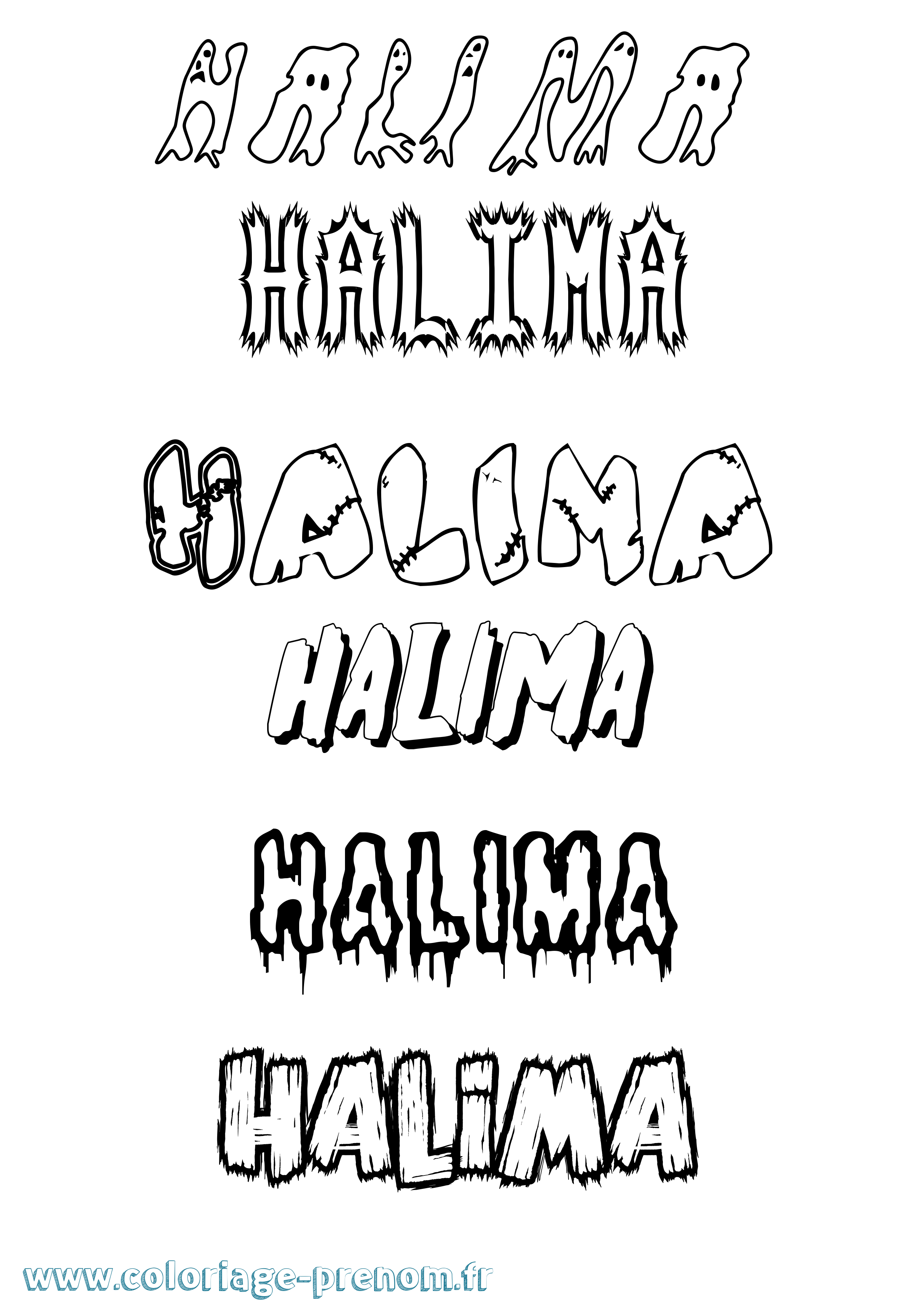 Coloriage prénom Halima Frisson