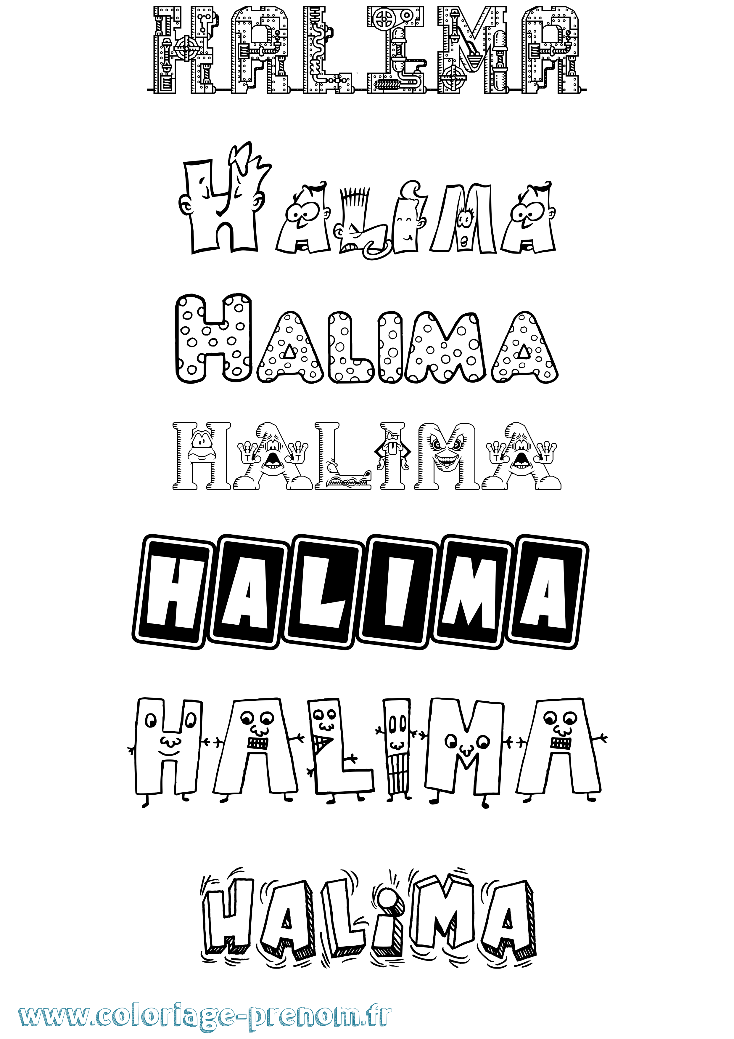 Coloriage prénom Halima Fun