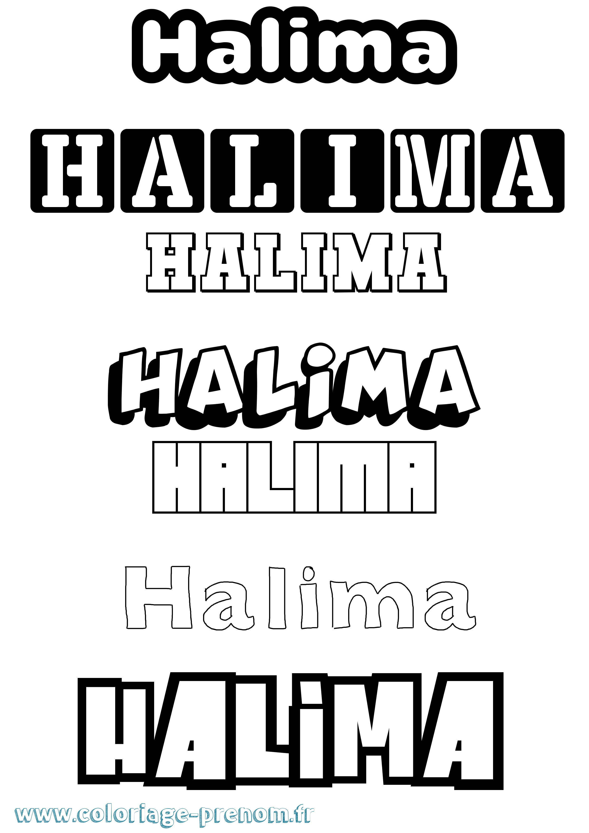 Coloriage prénom Halima Simple