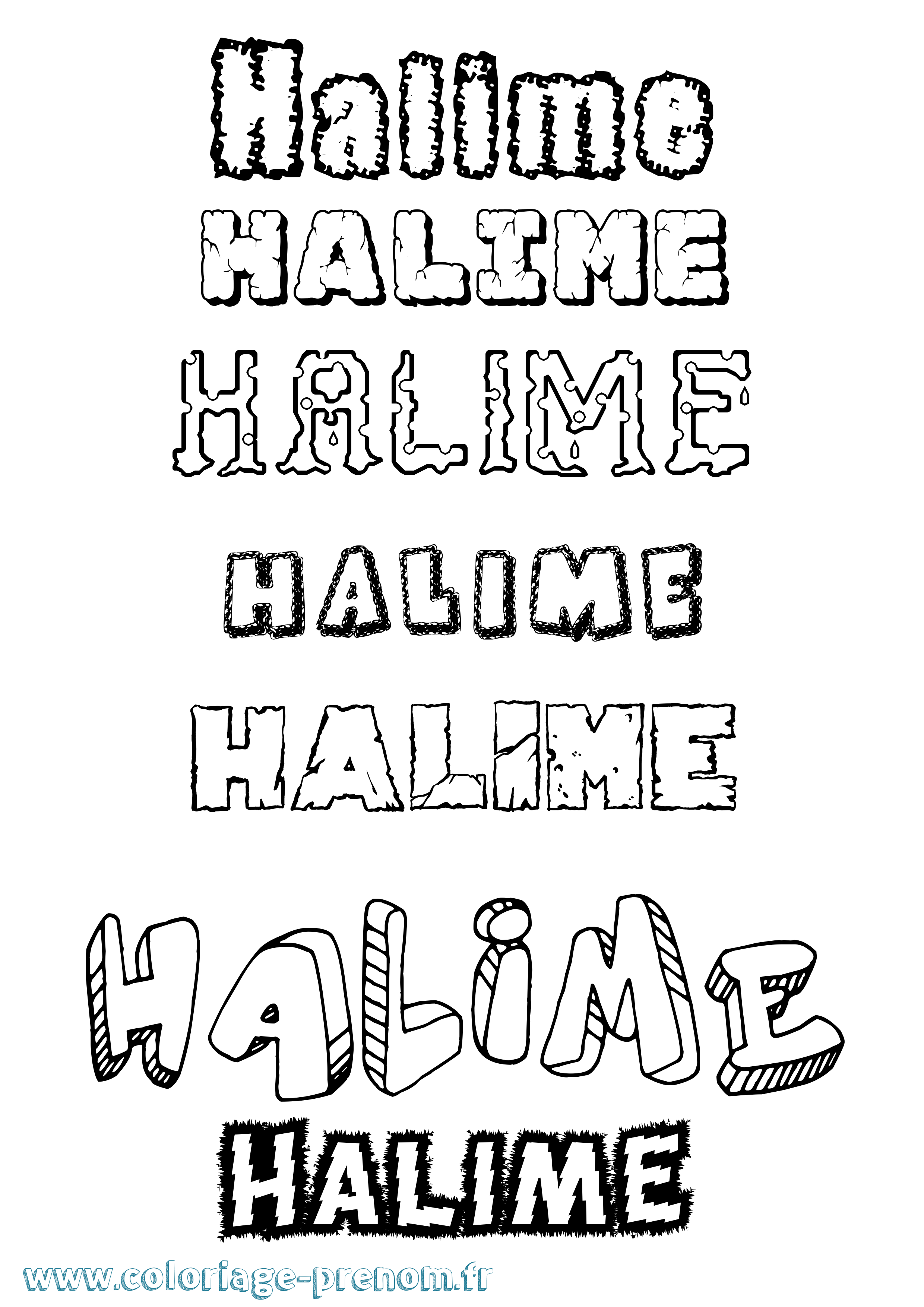 Coloriage prénom Halime Destructuré