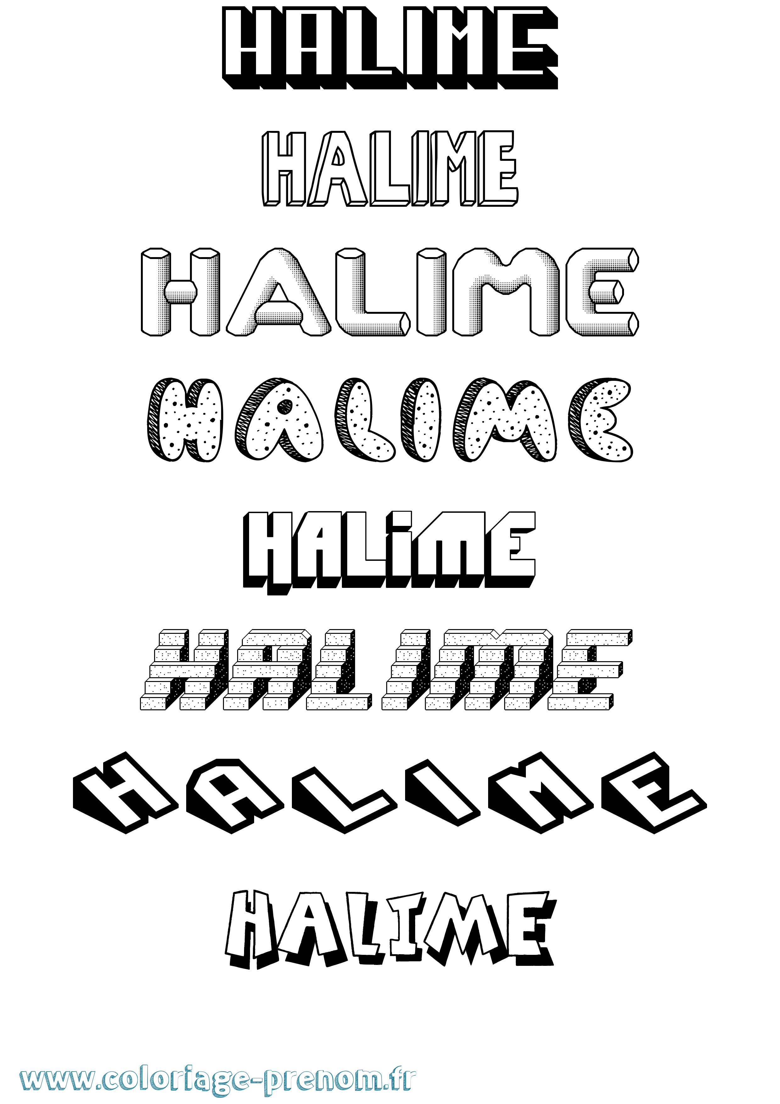 Coloriage Halime Effet 3D Coloriage prénom Halime Effet 3D
