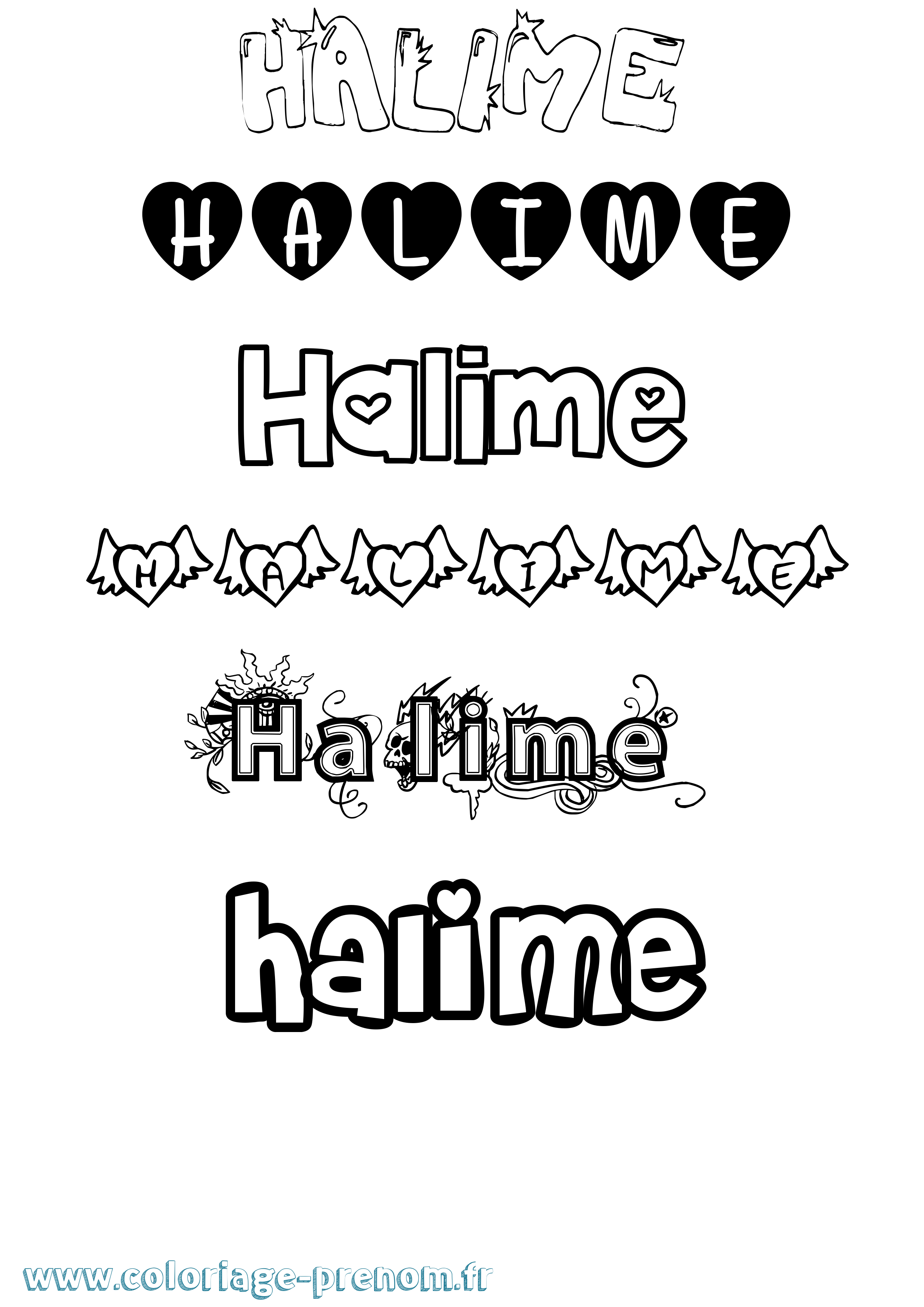 Coloriage Halime Girly Coloriage prénom Halime Girly