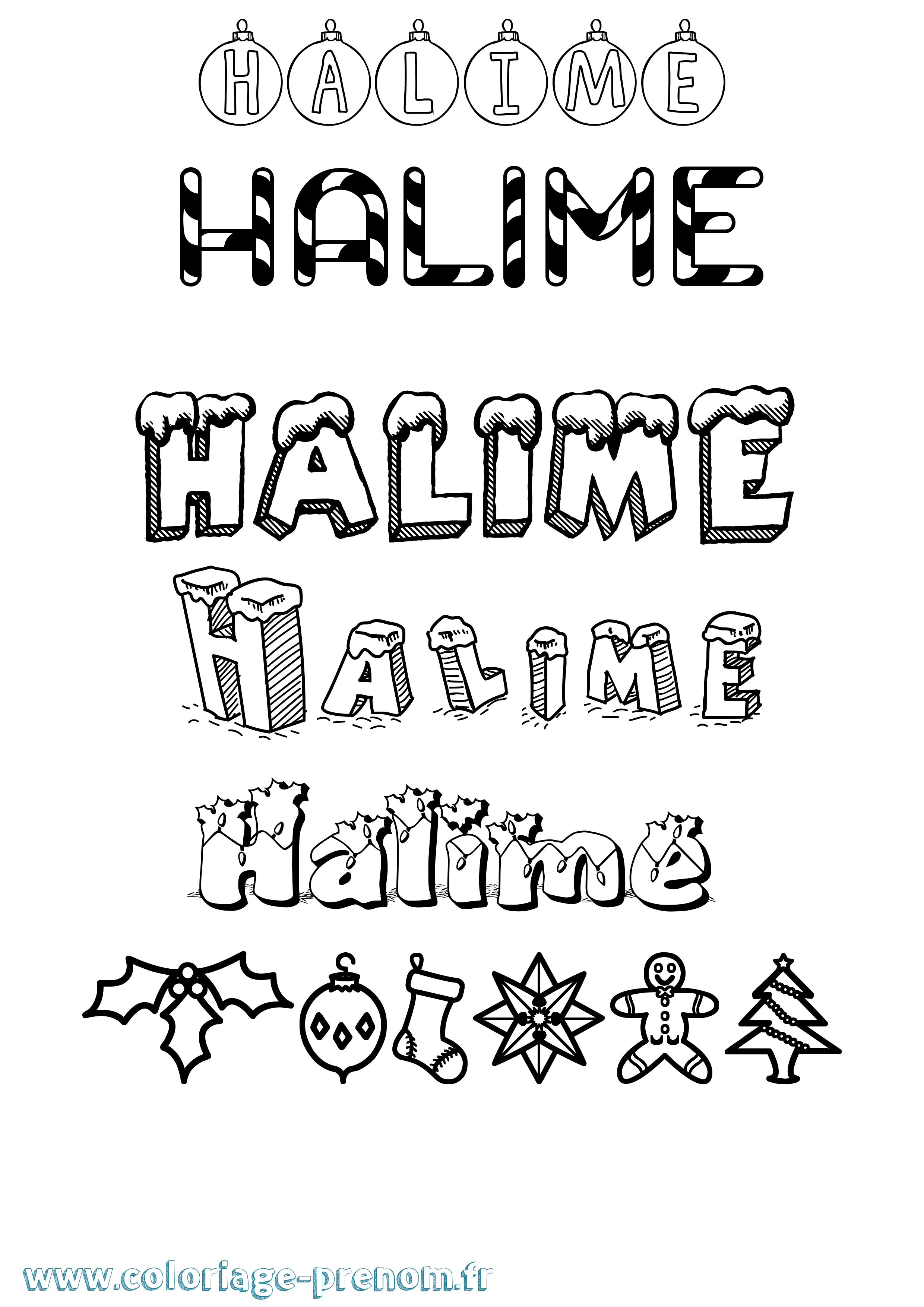 Coloriage Halime Noël Coloriage prénom Halime Noël