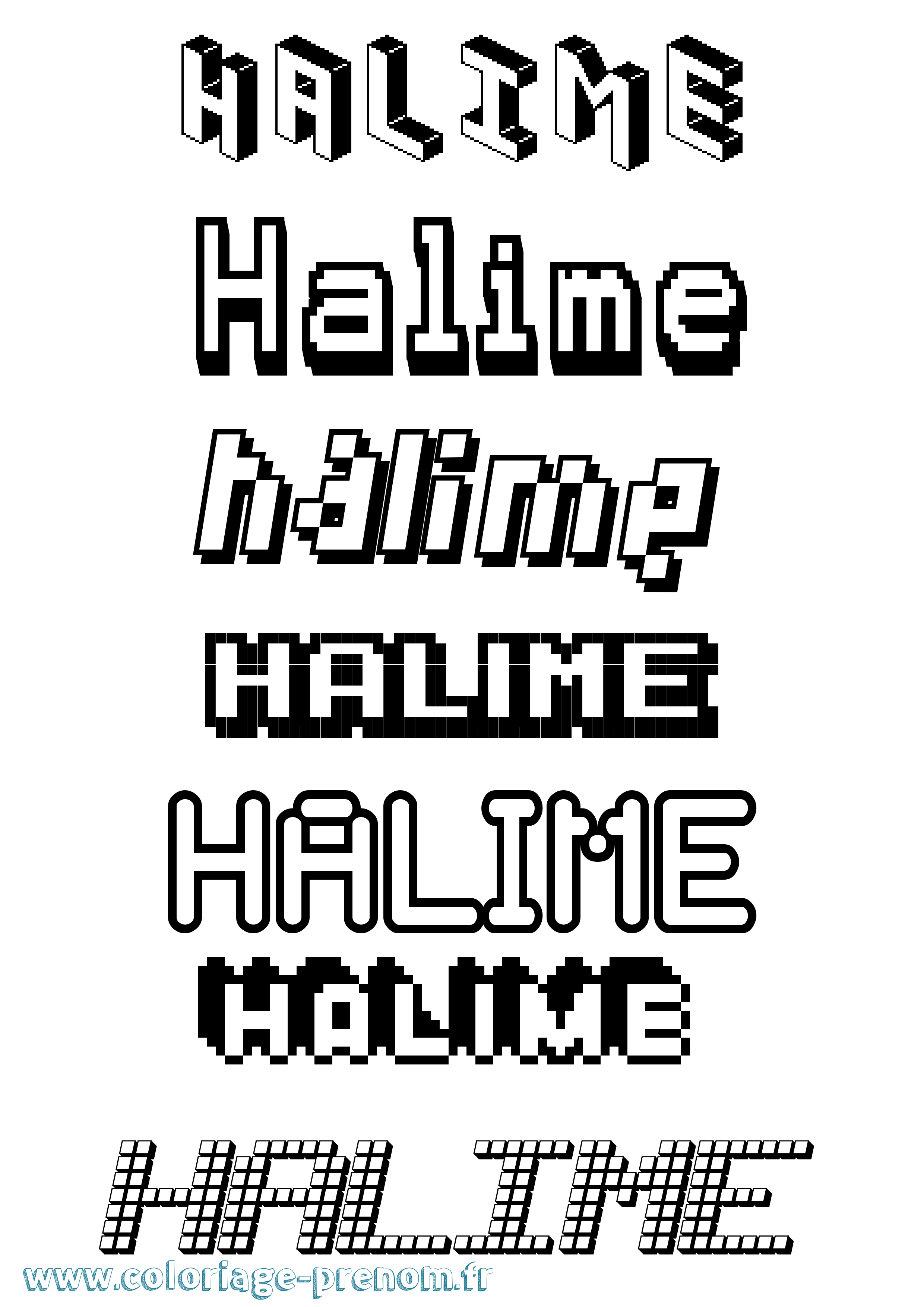 Coloriage prénom Halime Pixel