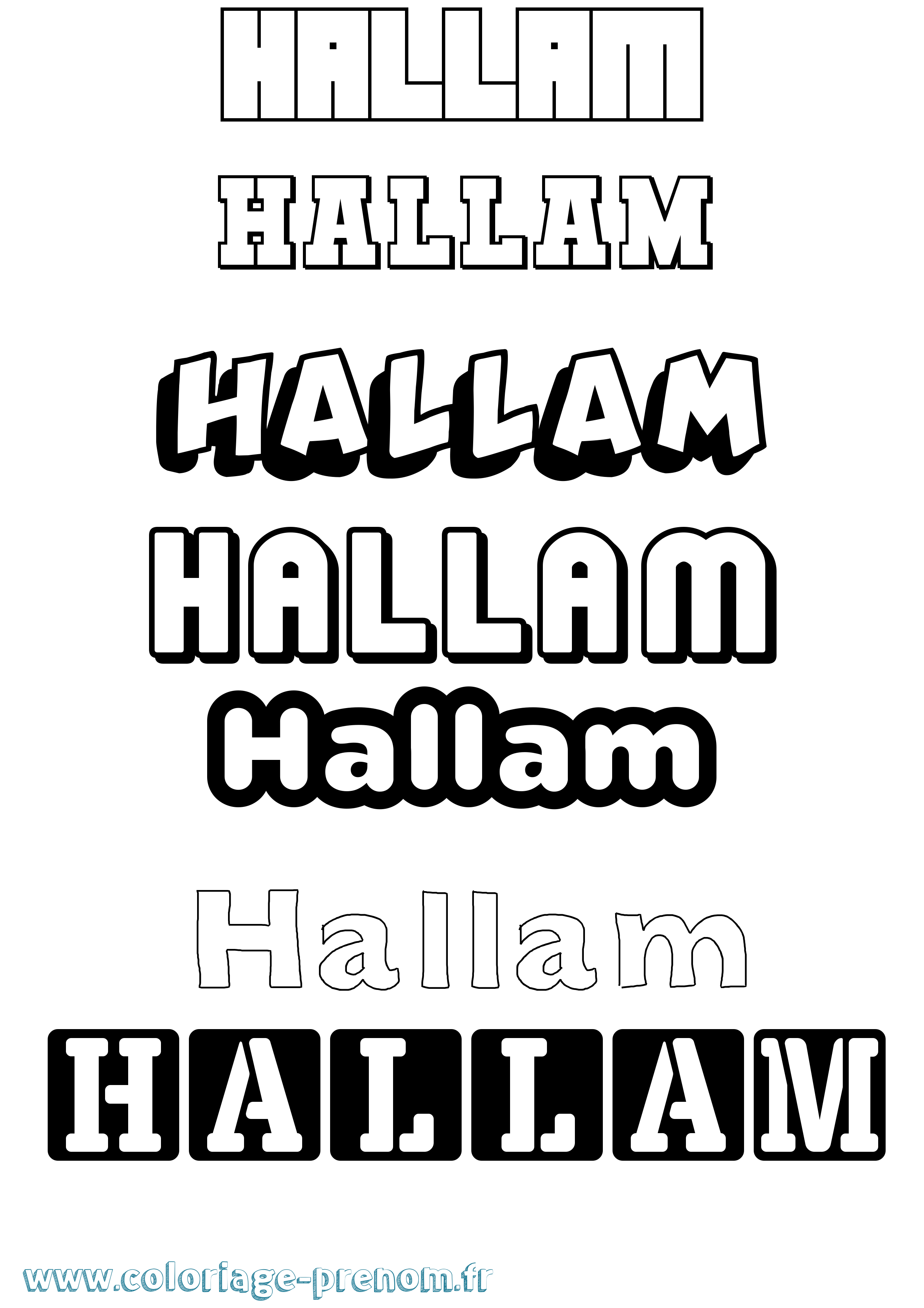 Coloriage prénom Hallam Simple