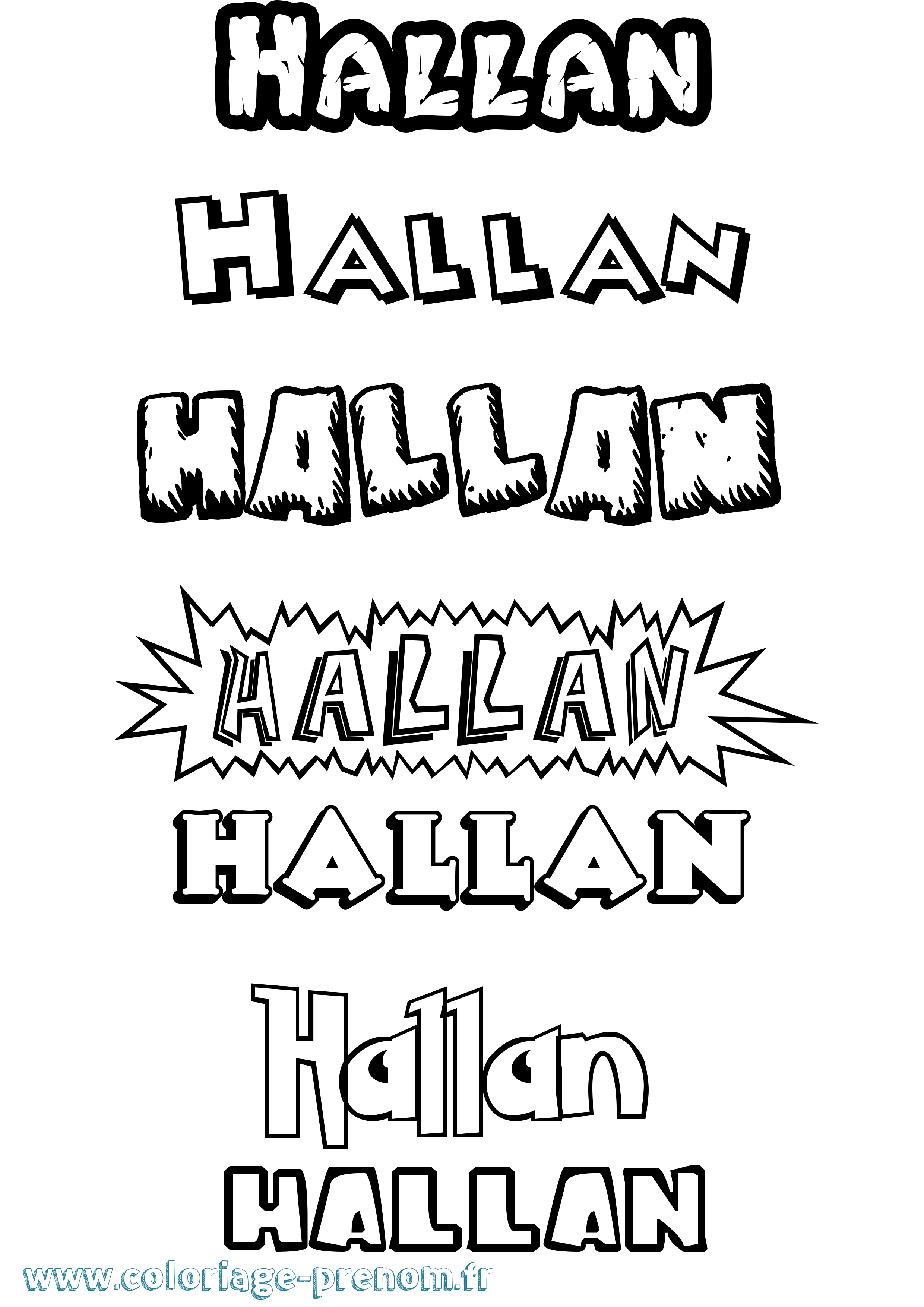 Coloriage prénom Hallan Dessin Animé