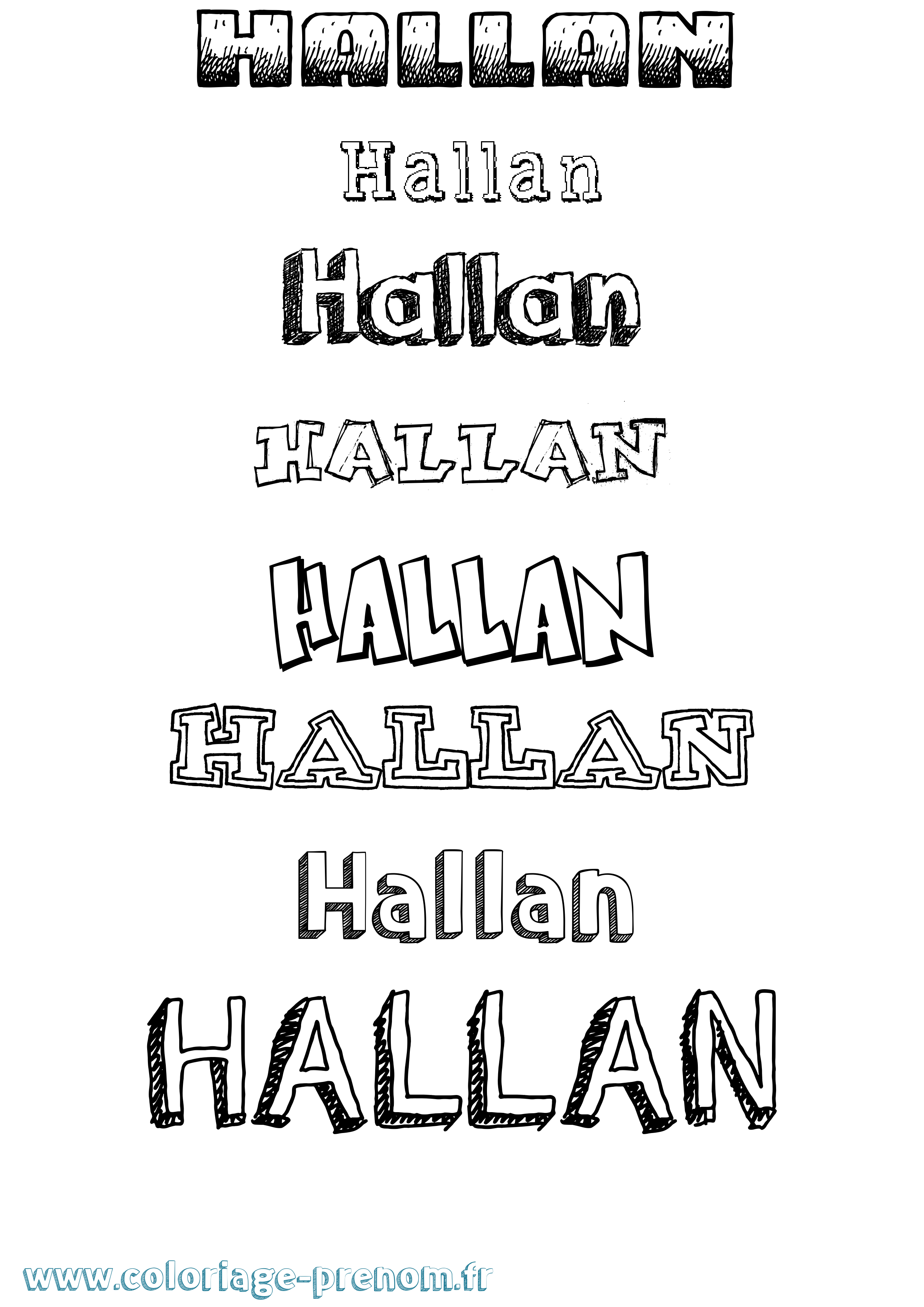 Coloriage prénom Hallan Dessiné