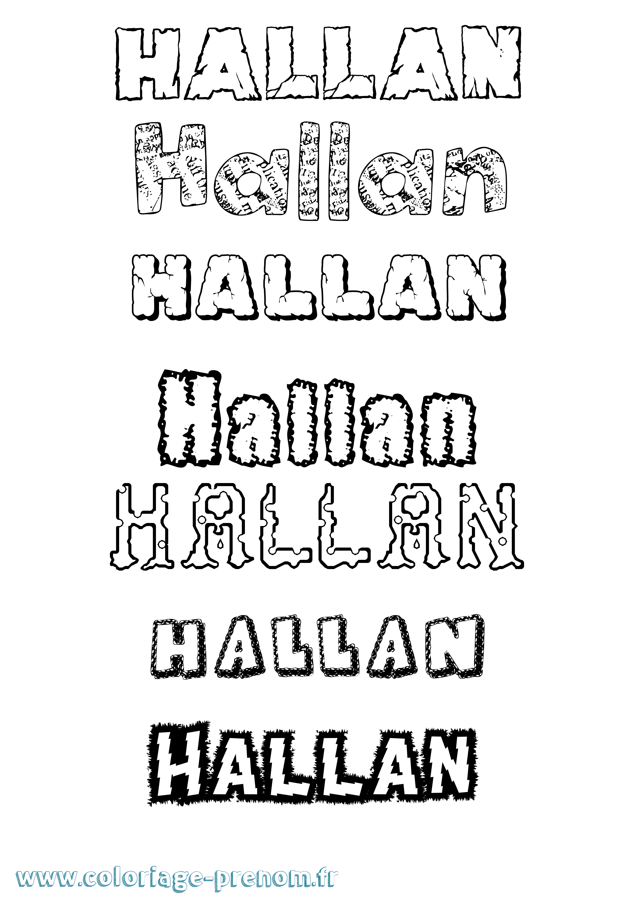 Coloriage prénom Hallan Destructuré
