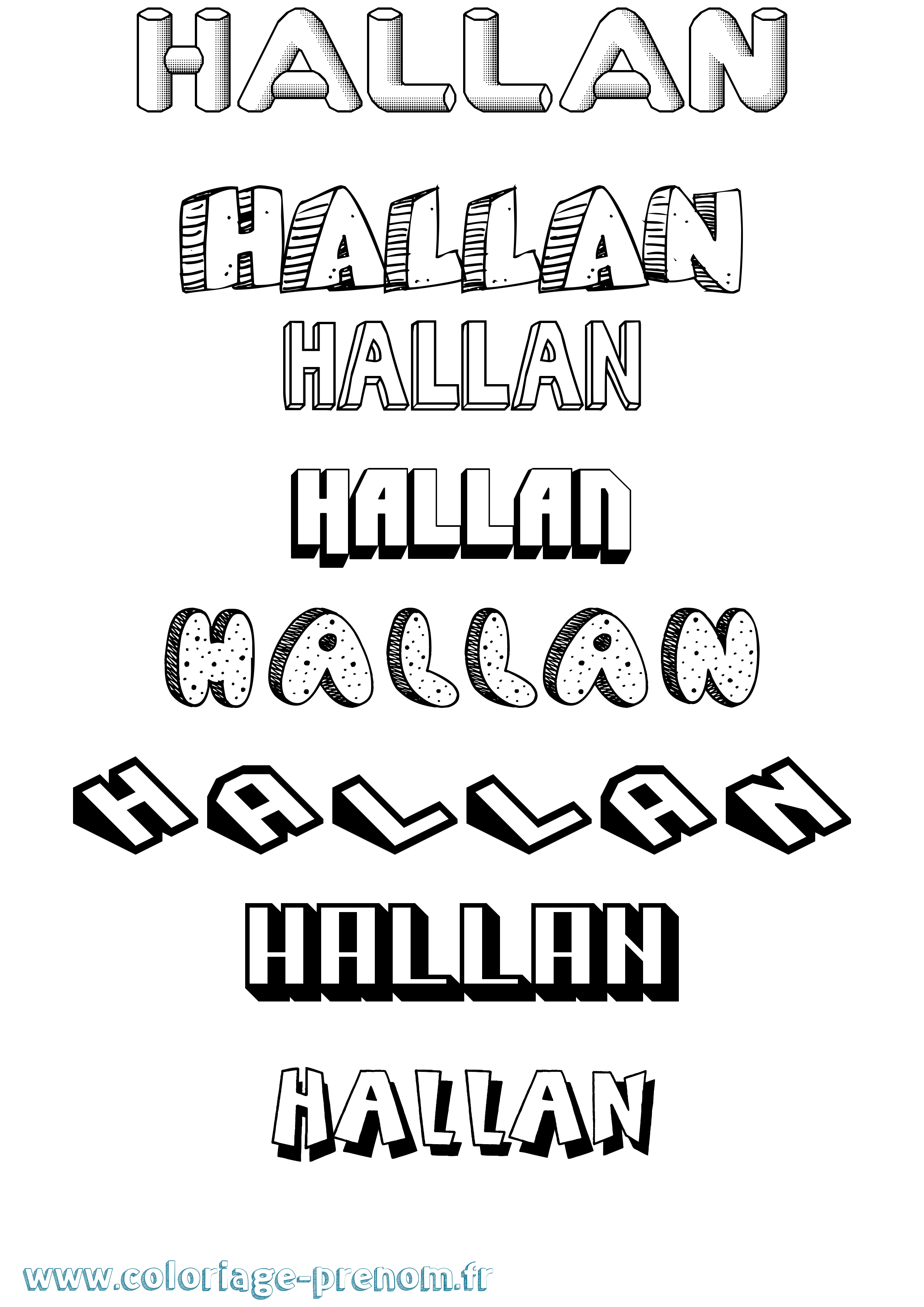 Coloriage Hallan Effet 3D Coloriage prénom Hallan Effet 3D