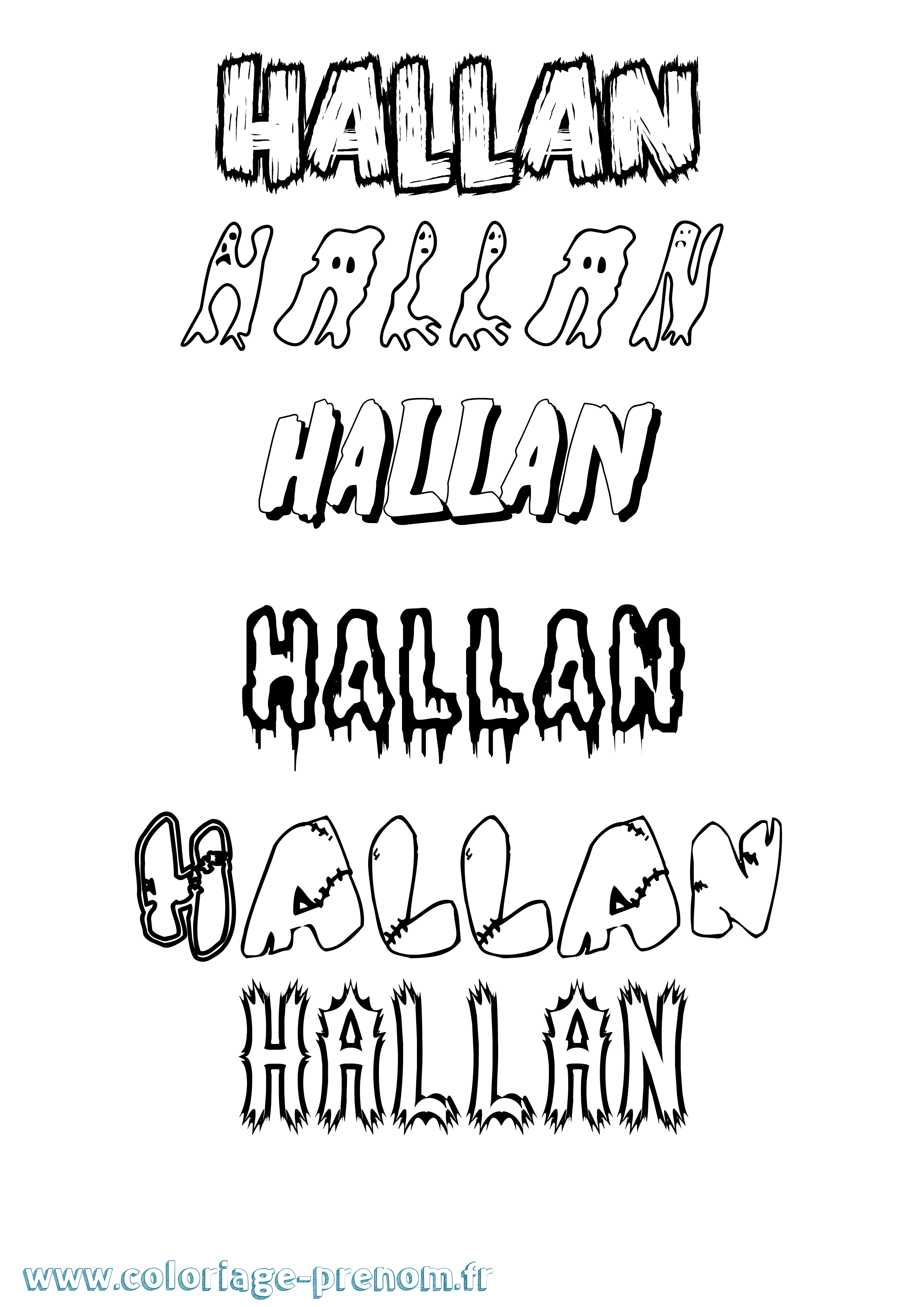 Coloriage prénom Hallan Frisson