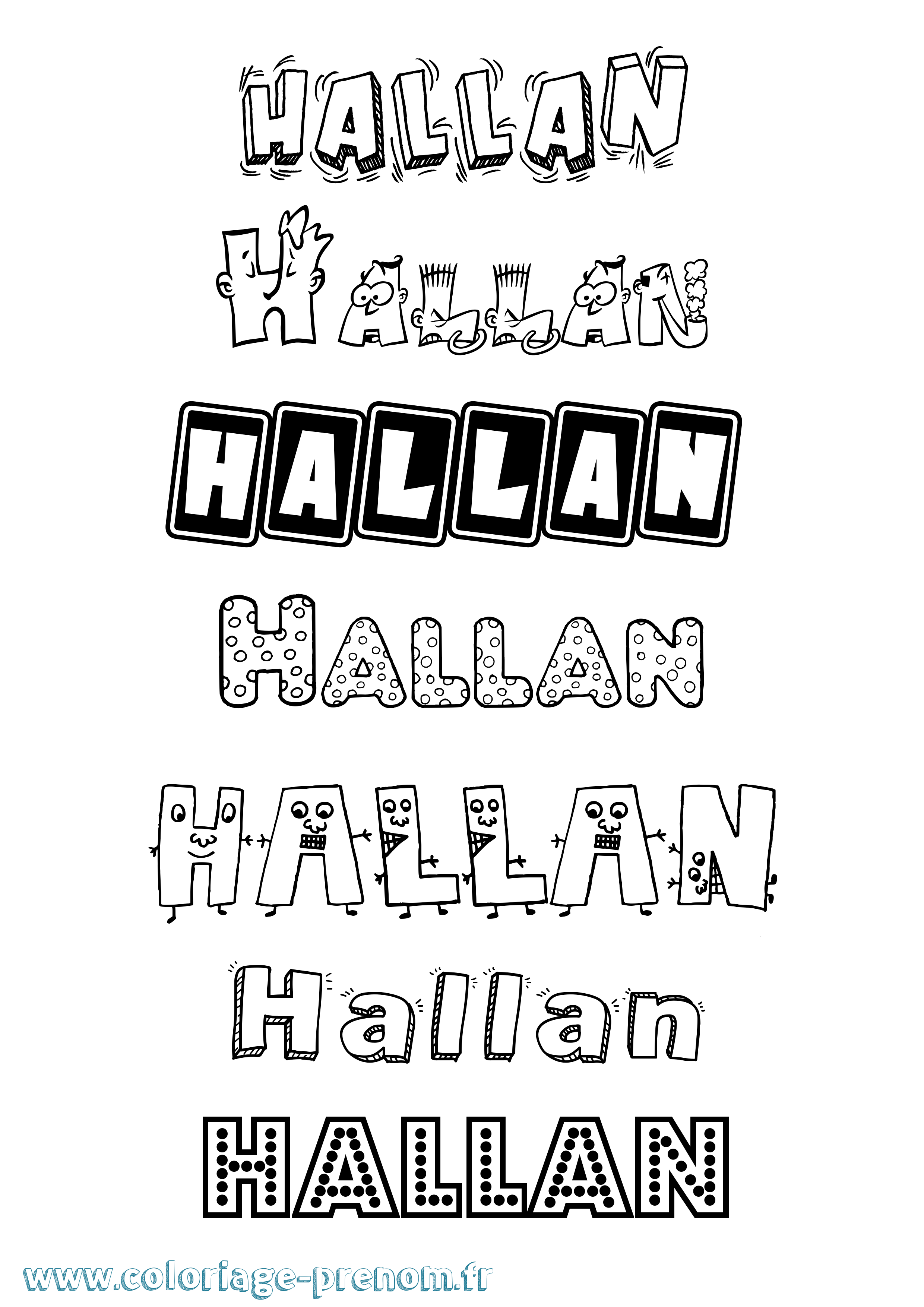 Coloriage prénom Hallan Fun