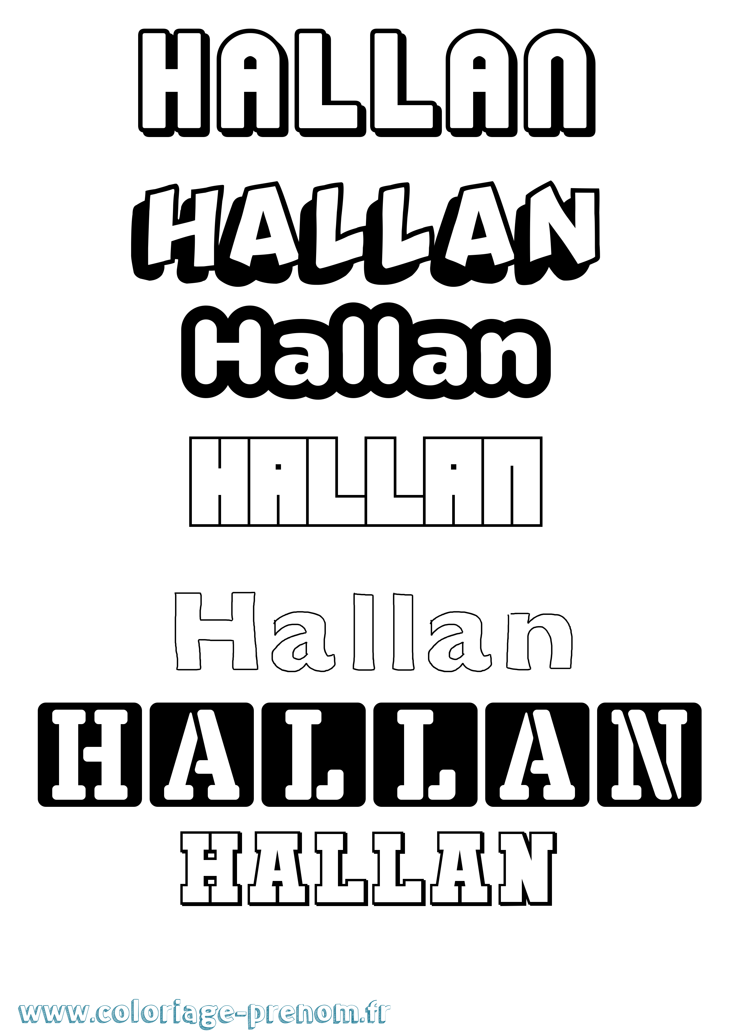 Coloriage prénom Hallan Simple