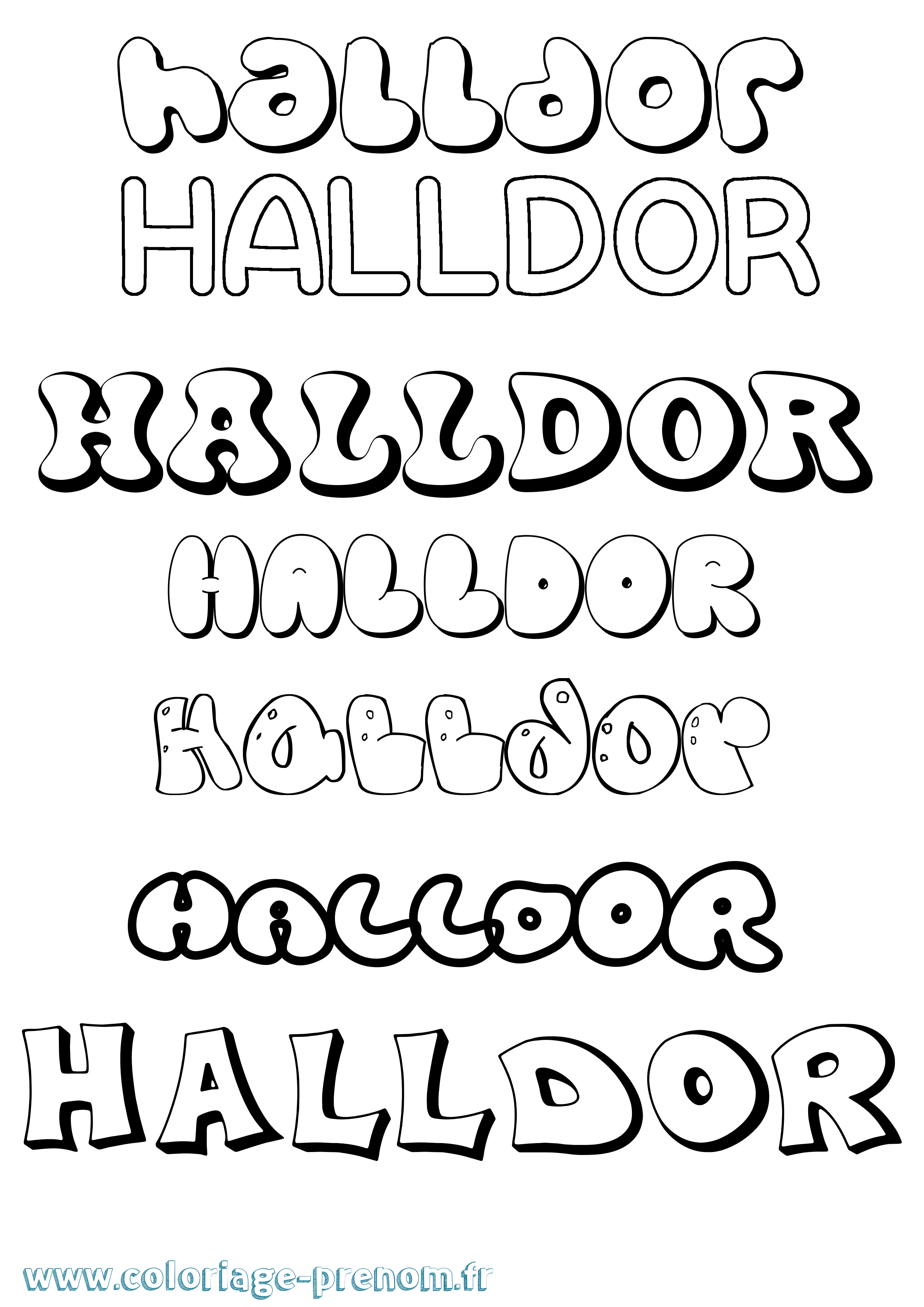 Coloriage prénom Halldor Bubble