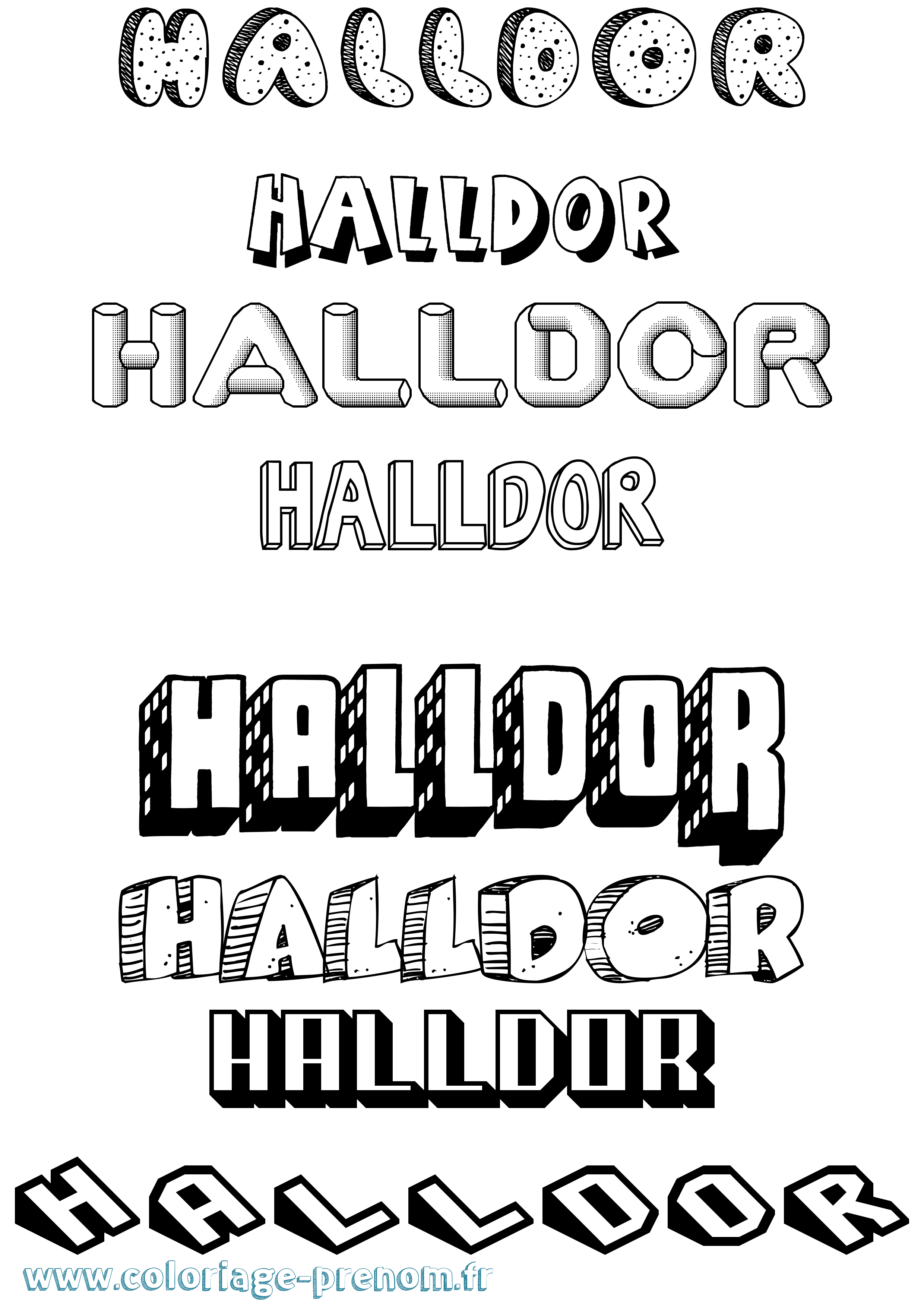 Coloriage prénom Halldor Effet 3D