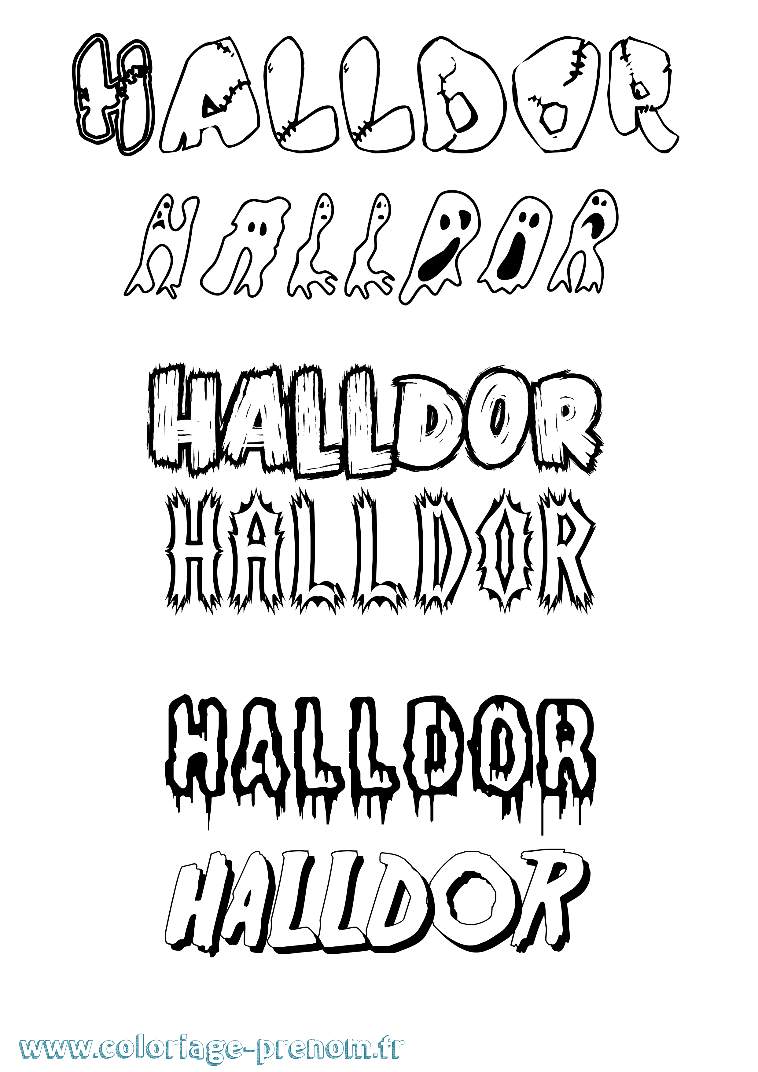 Coloriage prénom Halldor Frisson