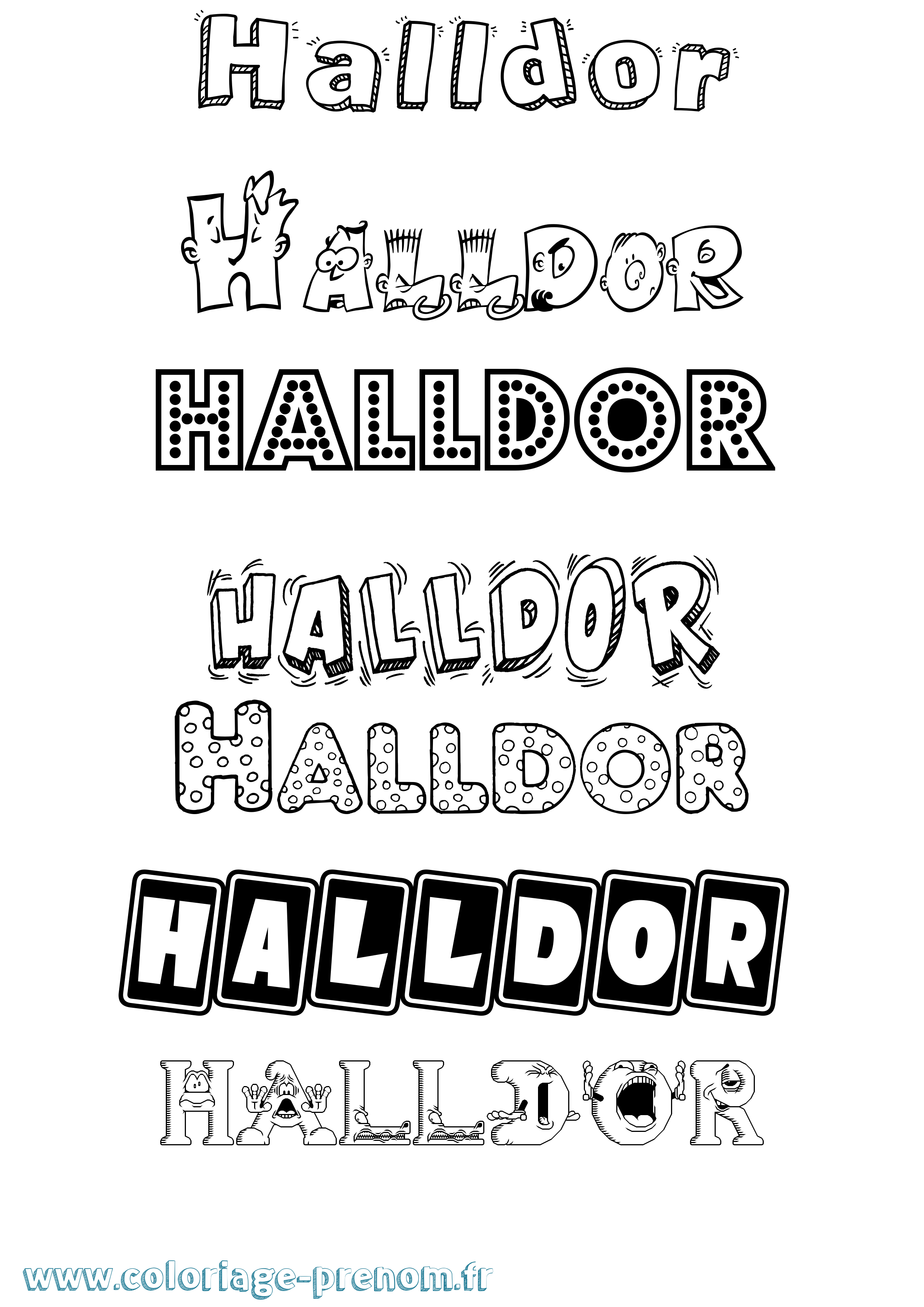Coloriage prénom Halldor Fun