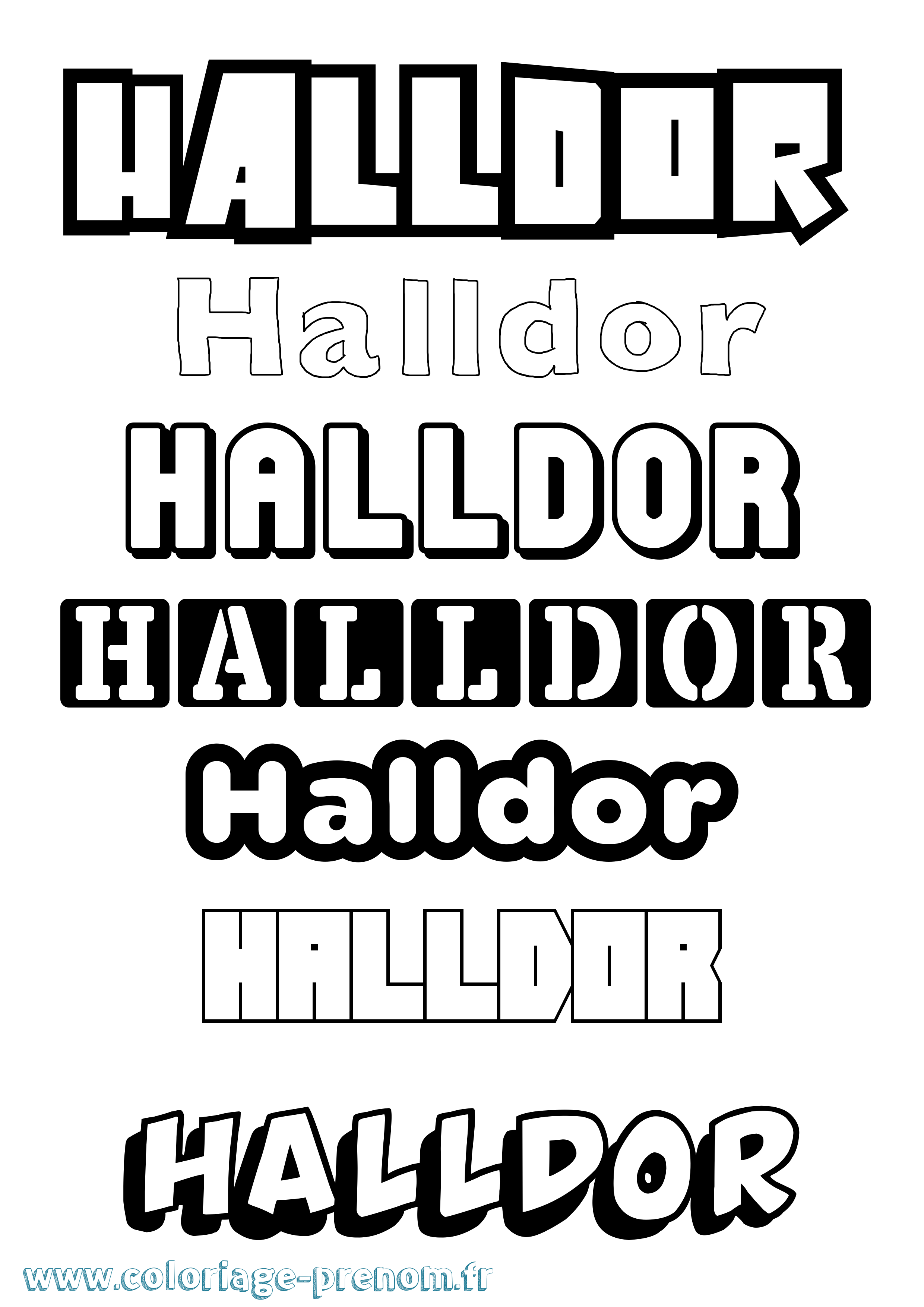 Coloriage prénom Halldor Simple