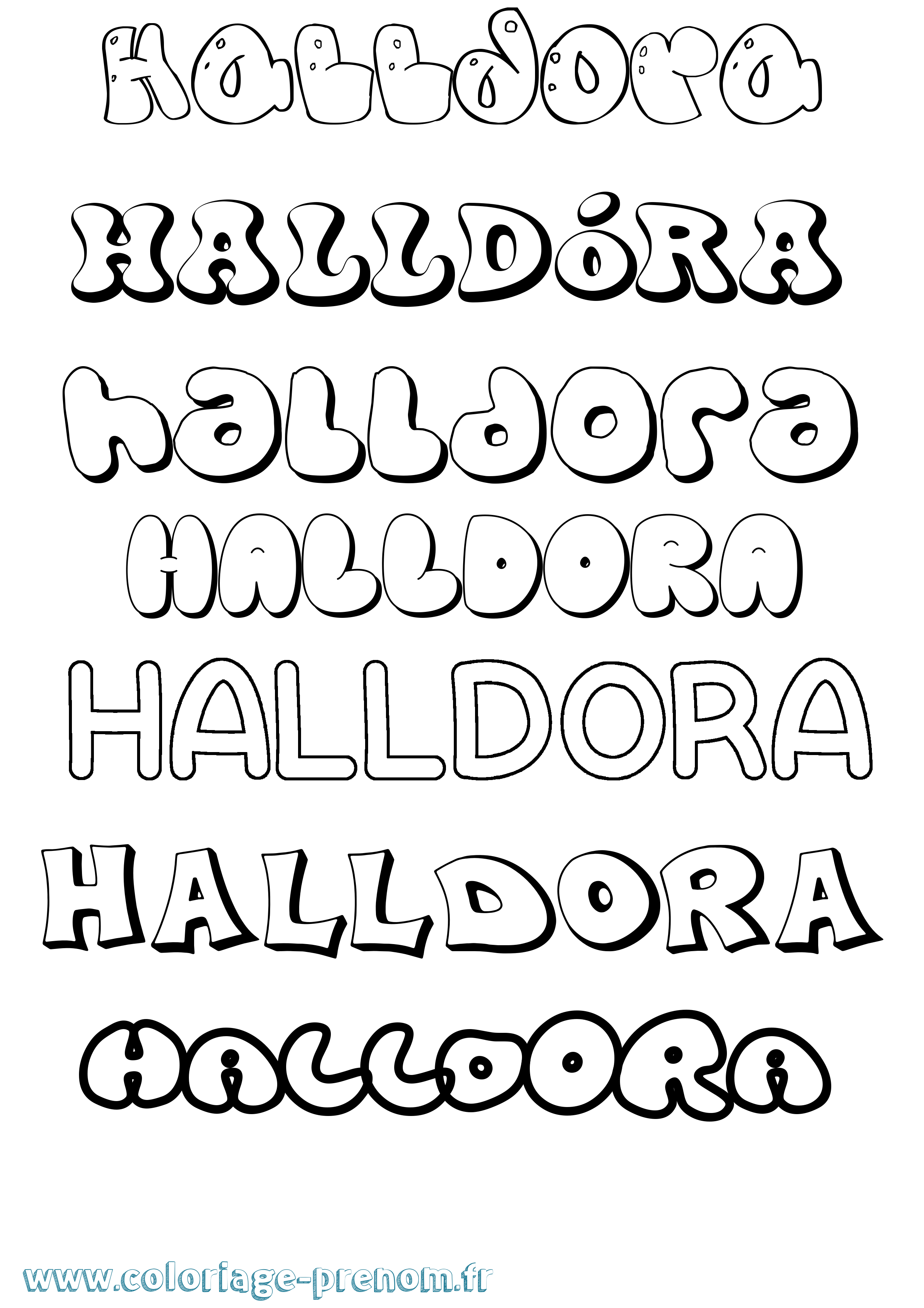 Coloriage Halldóra Bubble Coloriage prénom Halldóra Bubble