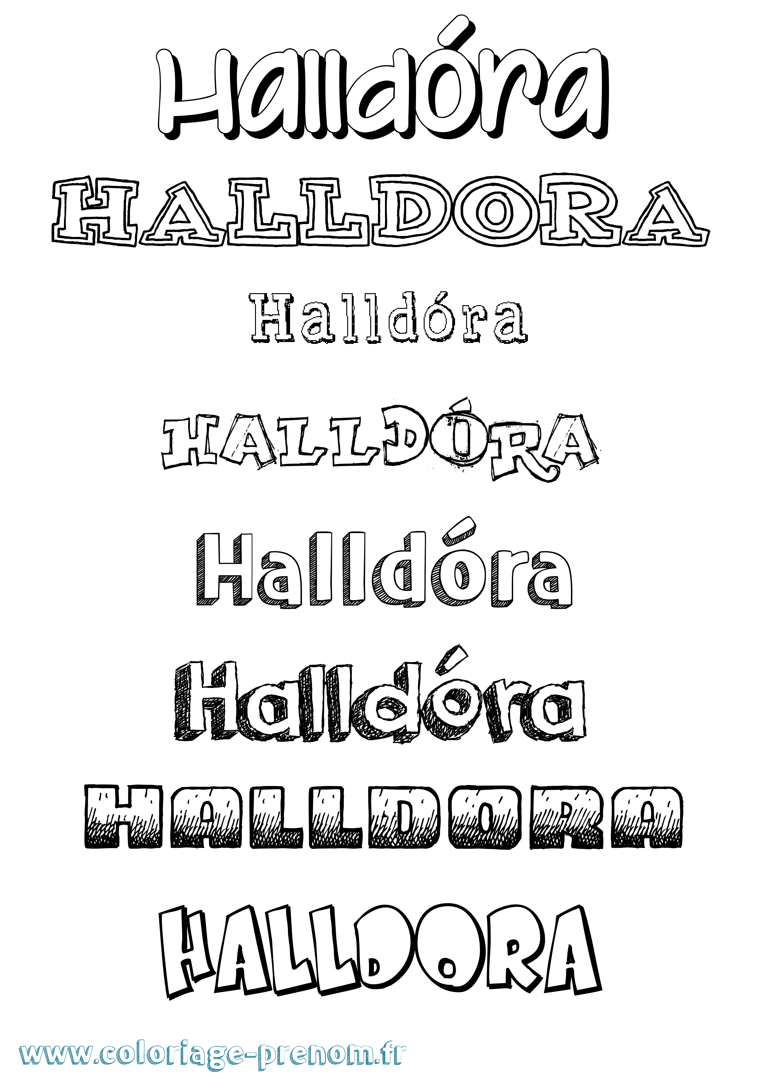 Coloriage prénom Halldóra Dessiné