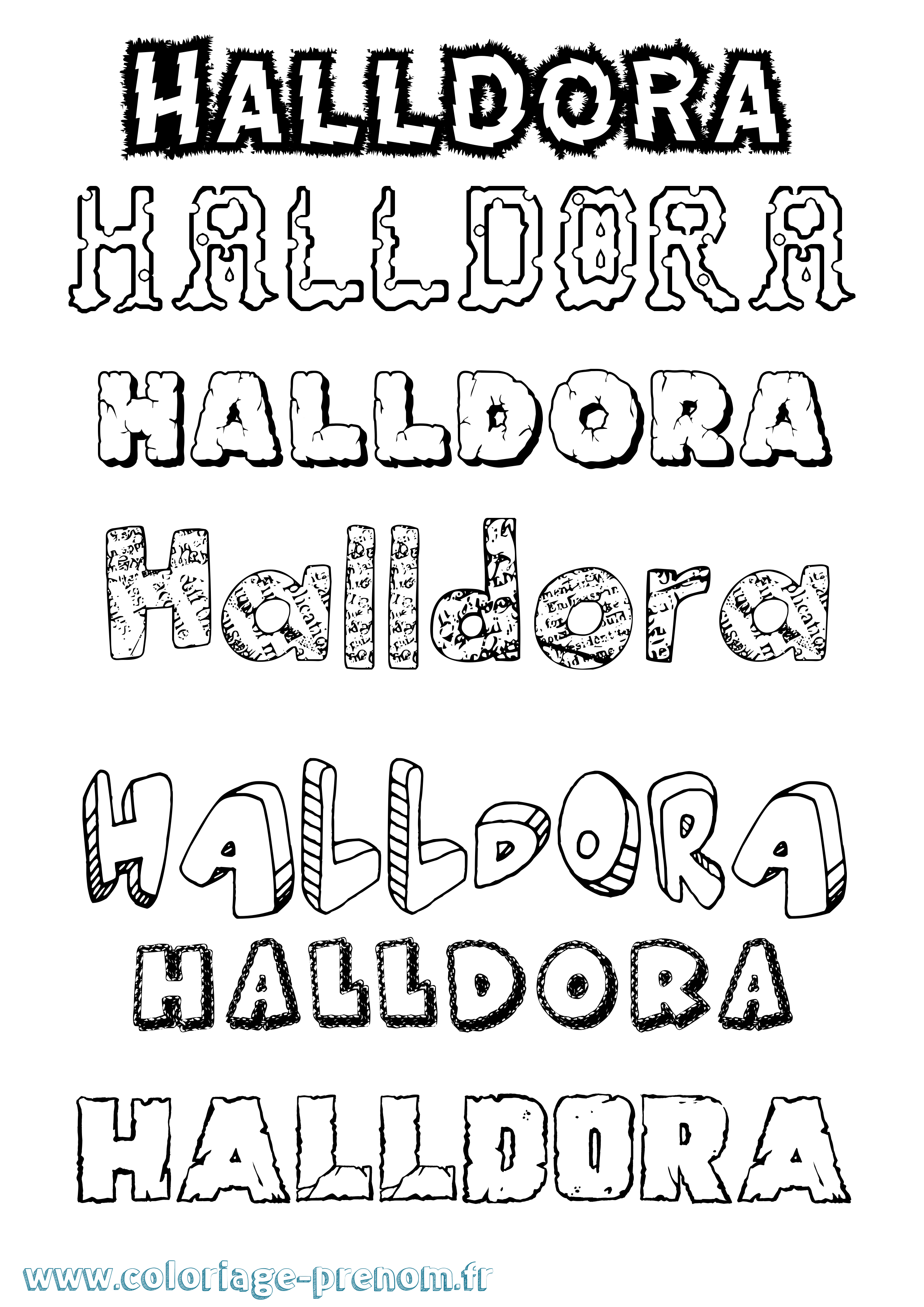 Coloriage Halldóra Destructuré Coloriage prénom Halldóra Destructuré
