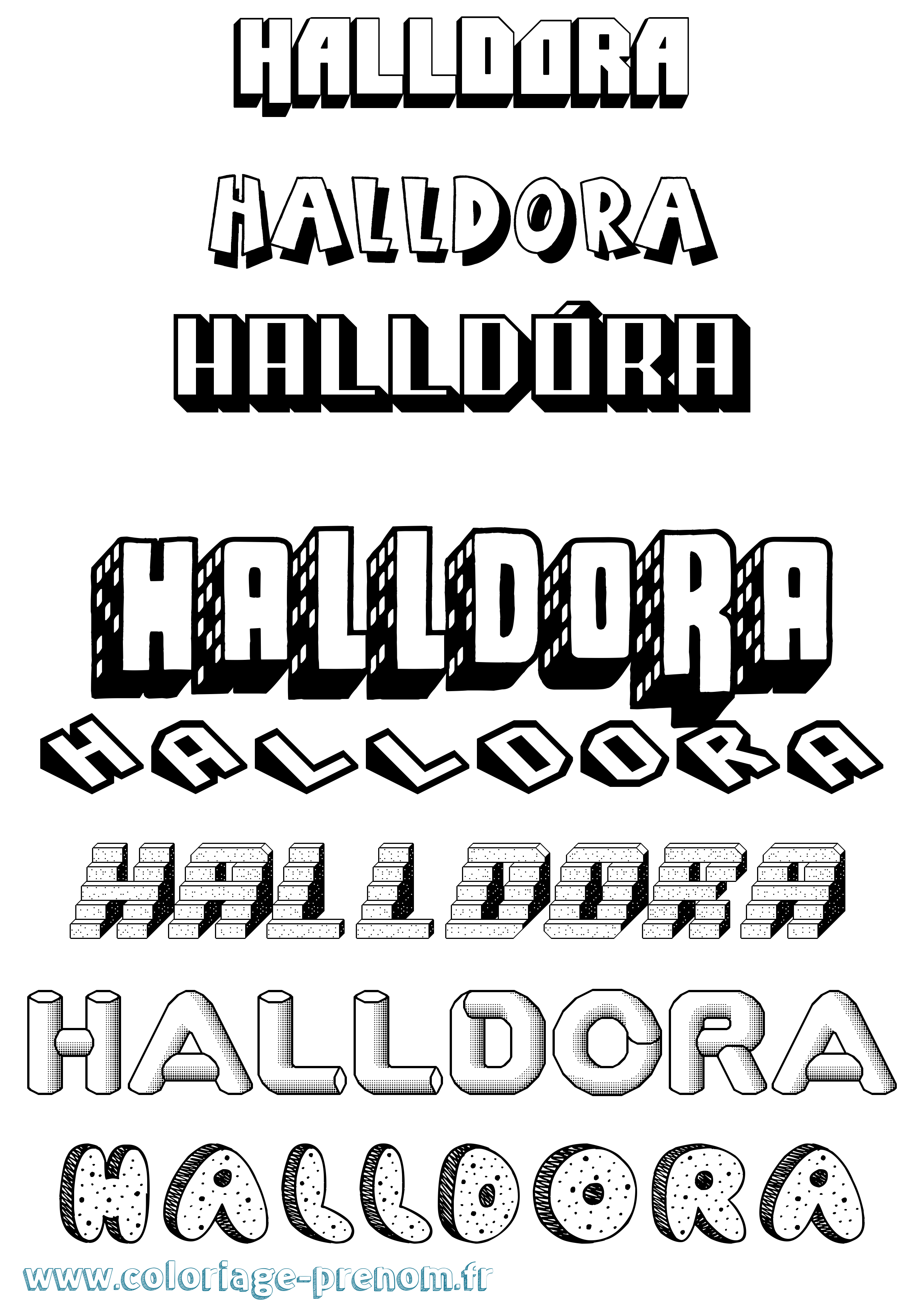 Coloriage Halldóra Effet 3D Coloriage prénom Halldóra Effet 3D