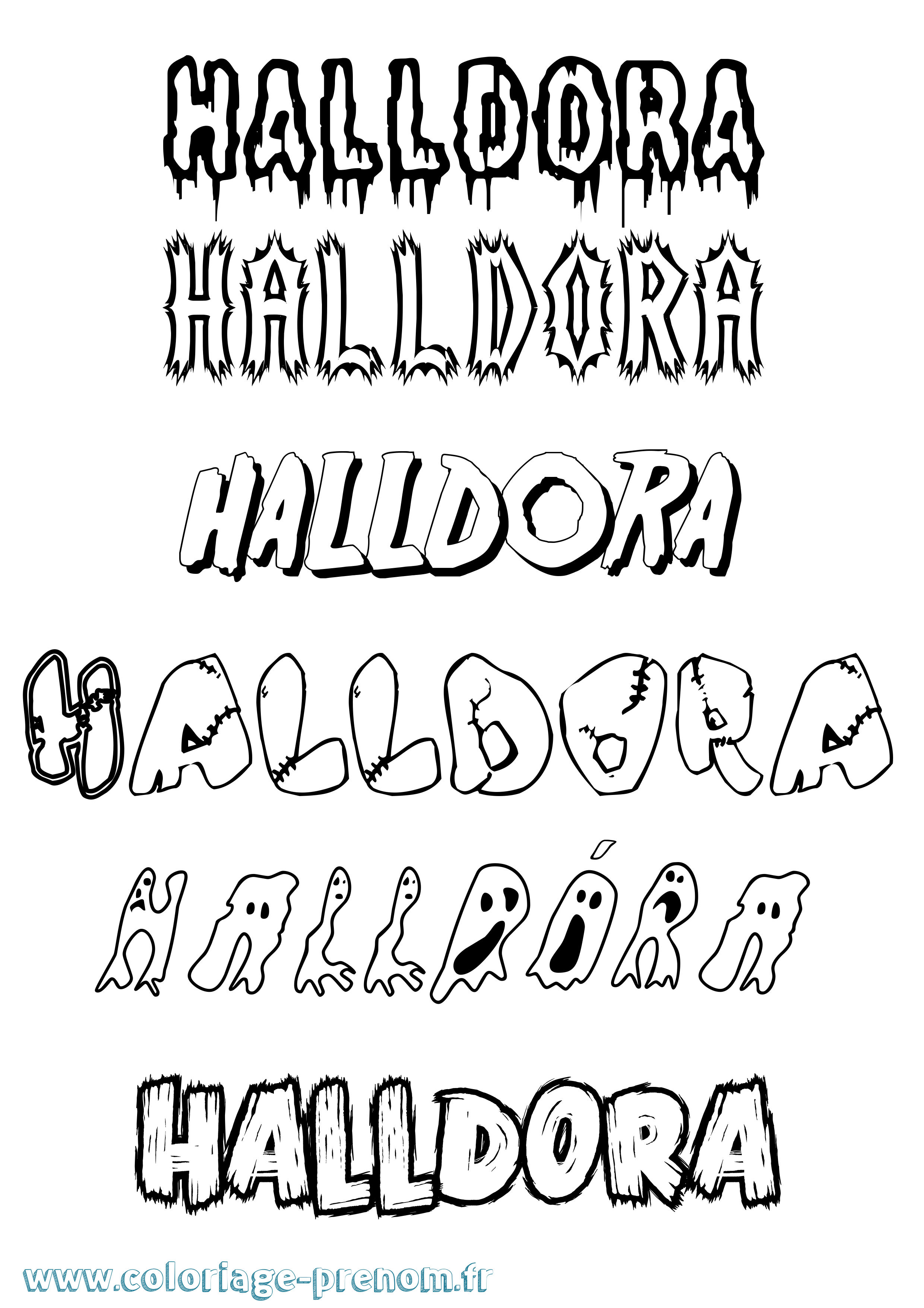 Coloriage prénom Halldóra Frisson