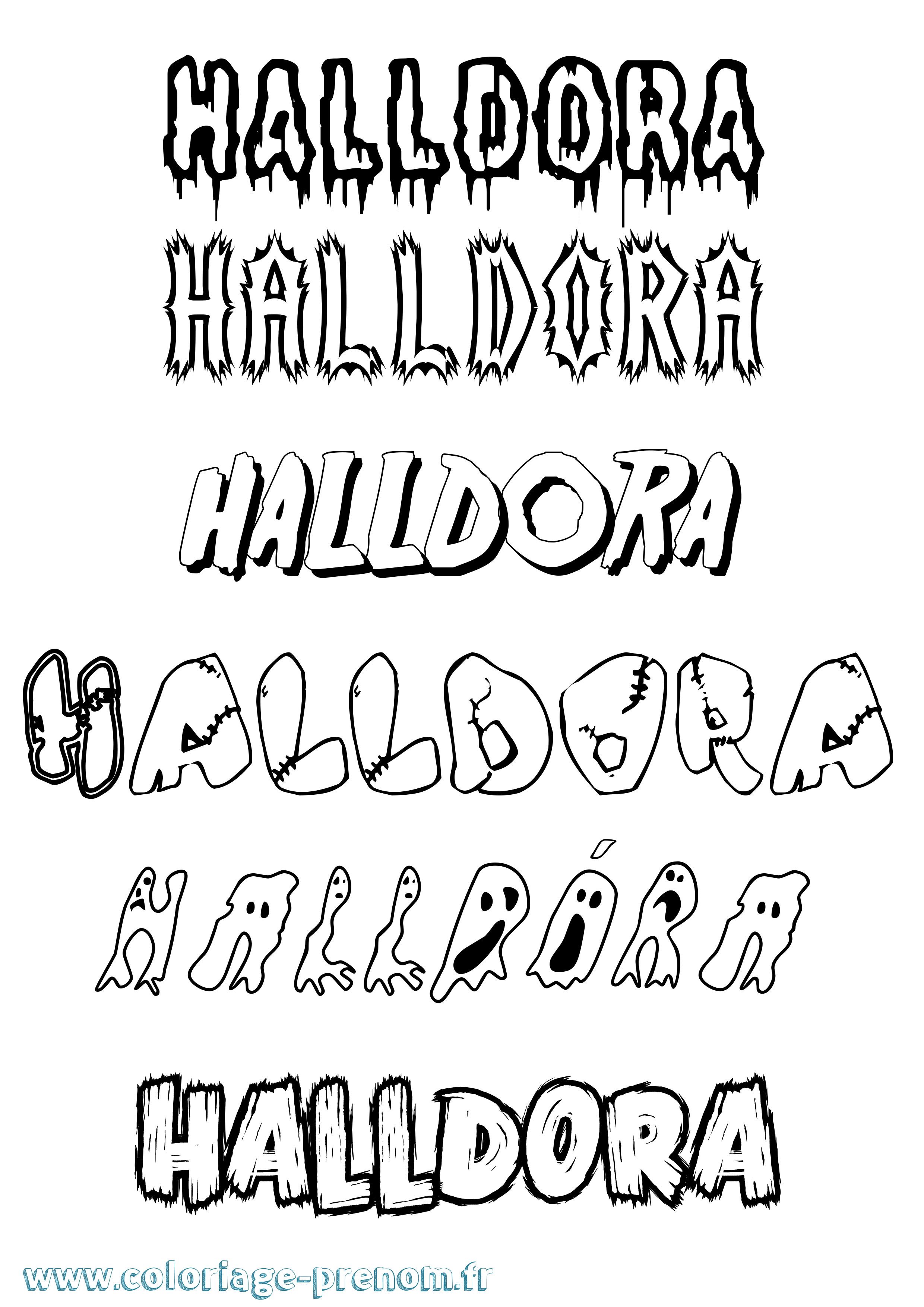 Coloriage Halldóra Frisson Coloriage prénom Halldóra Frisson