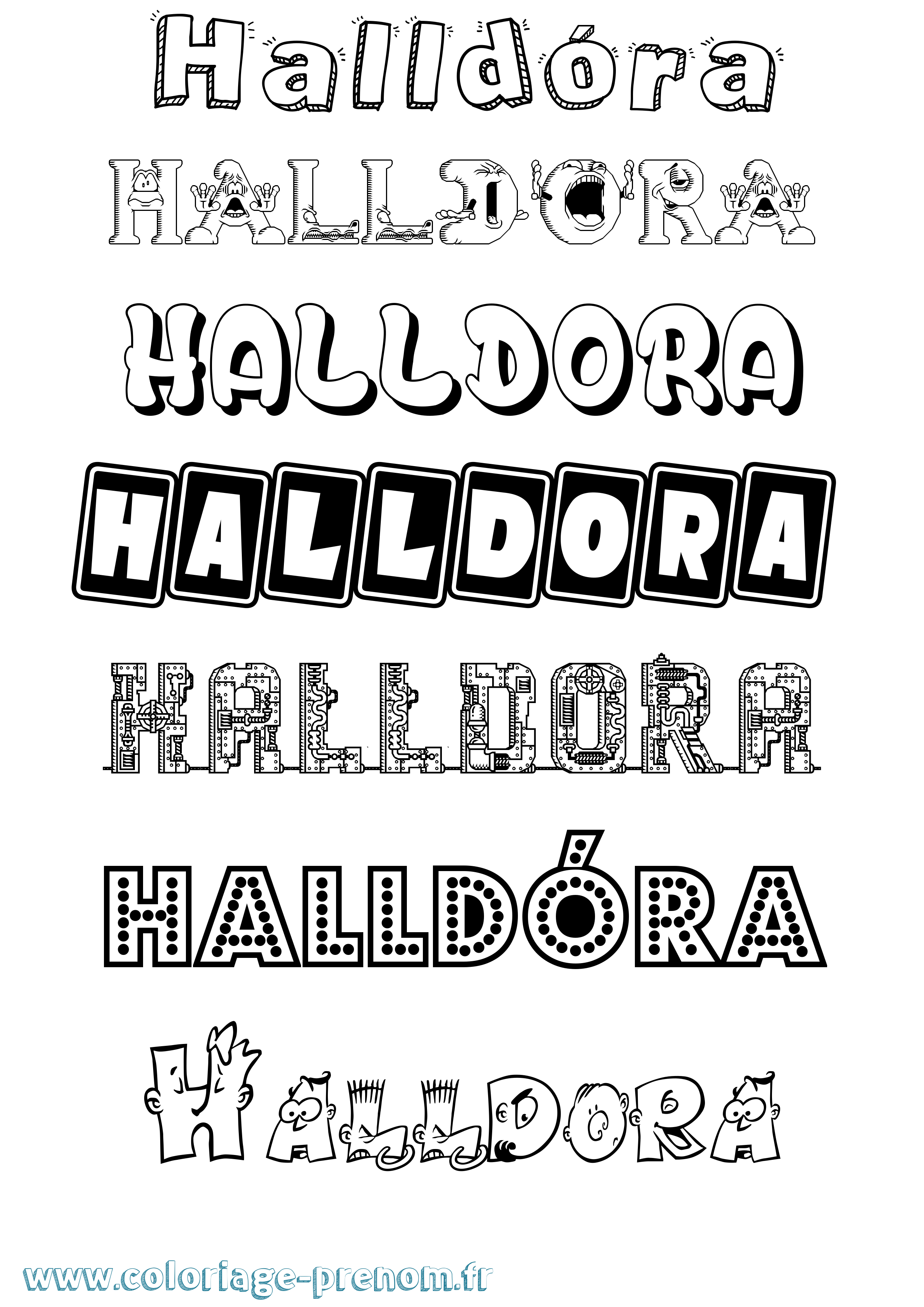 Coloriage prénom Halldóra Fun