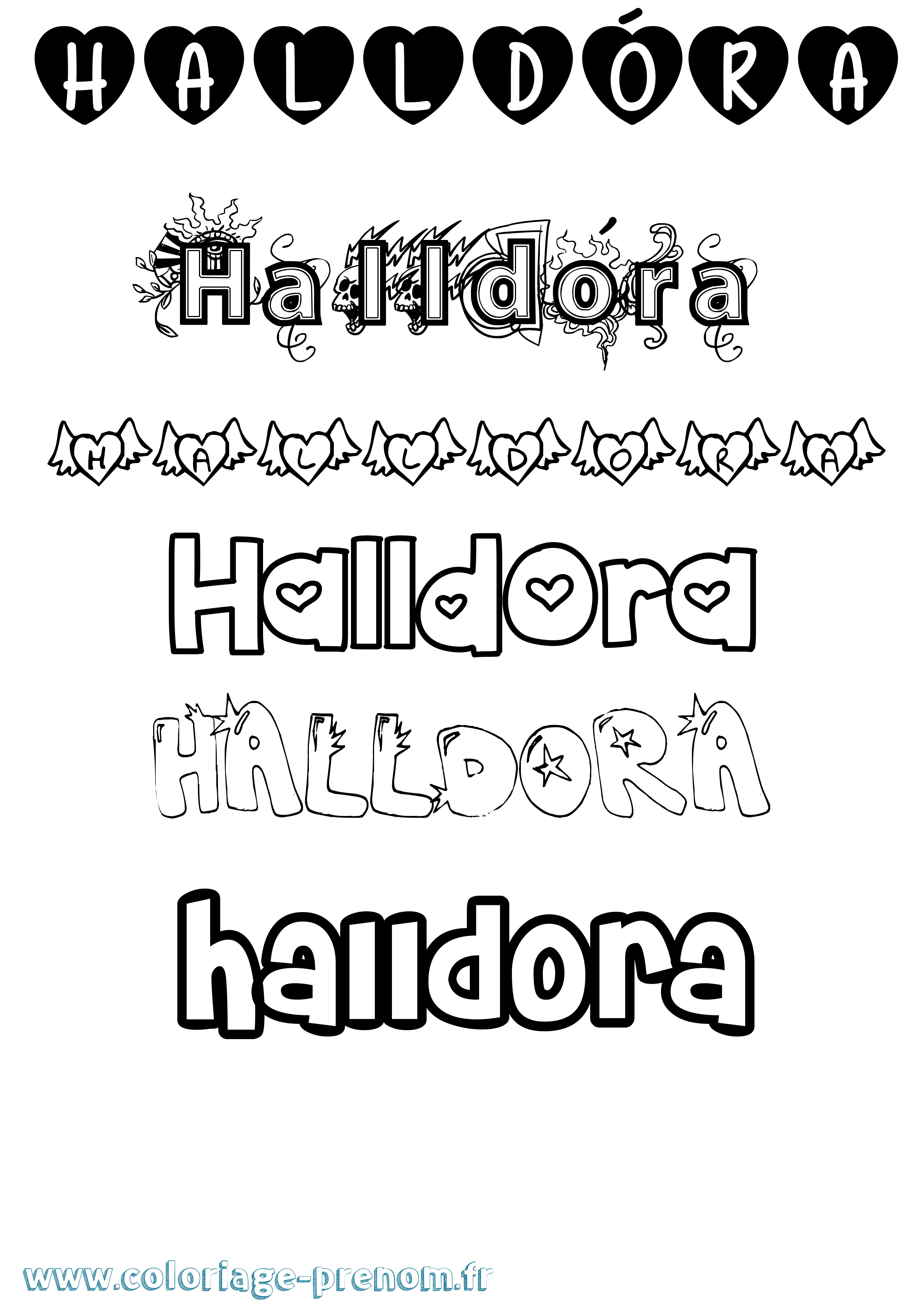 Coloriage Halldóra Girly Coloriage prénom Halldóra Girly