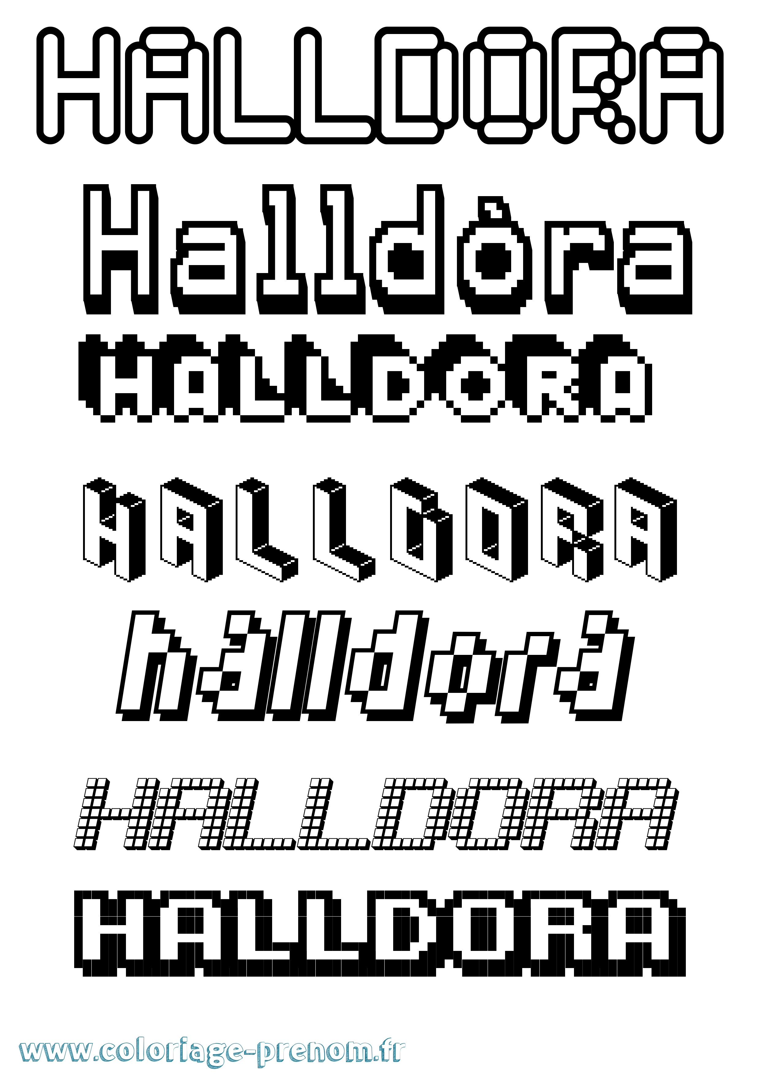 Coloriage prénom Halldóra Pixel