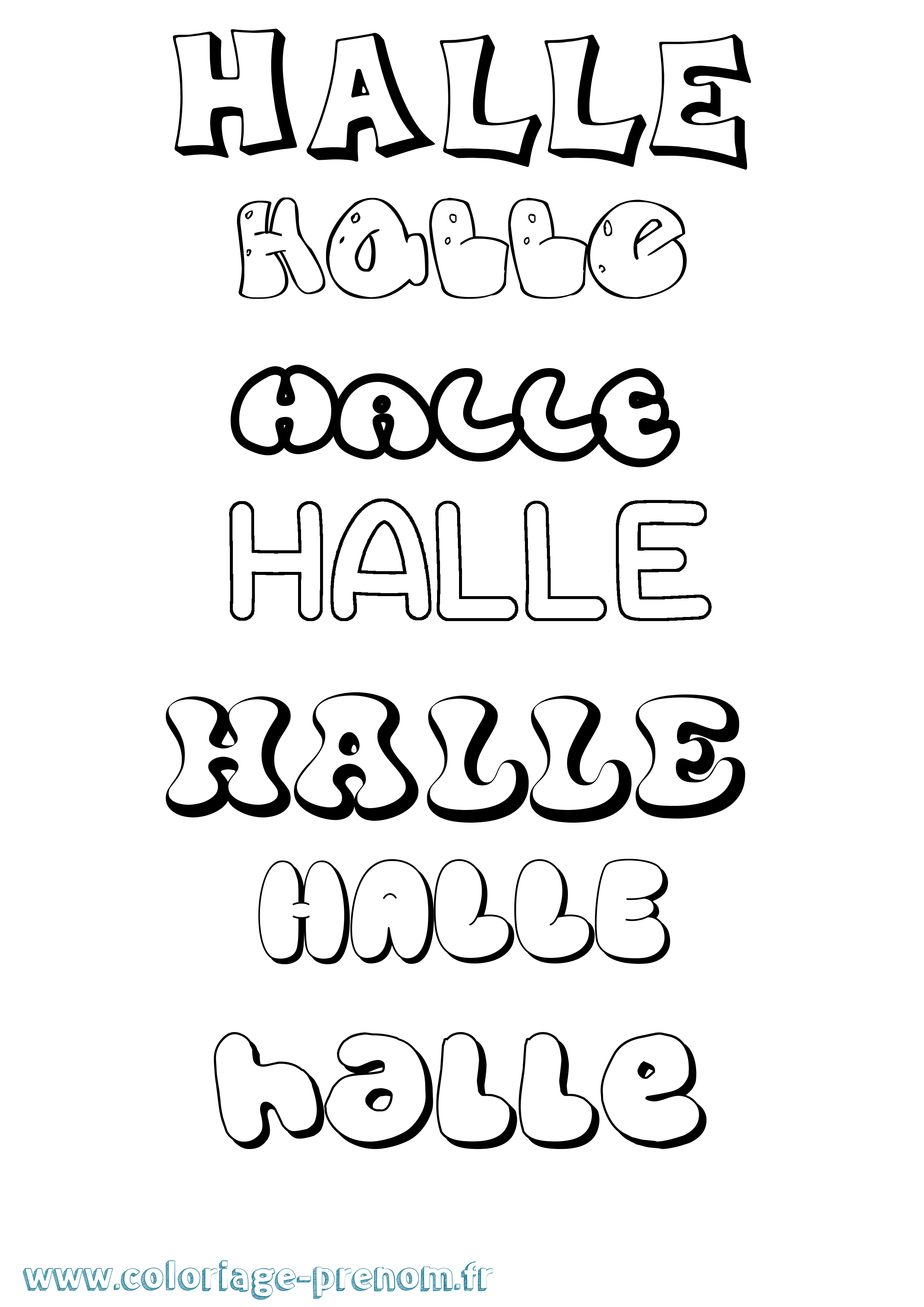 Coloriage prénom Halle Bubble