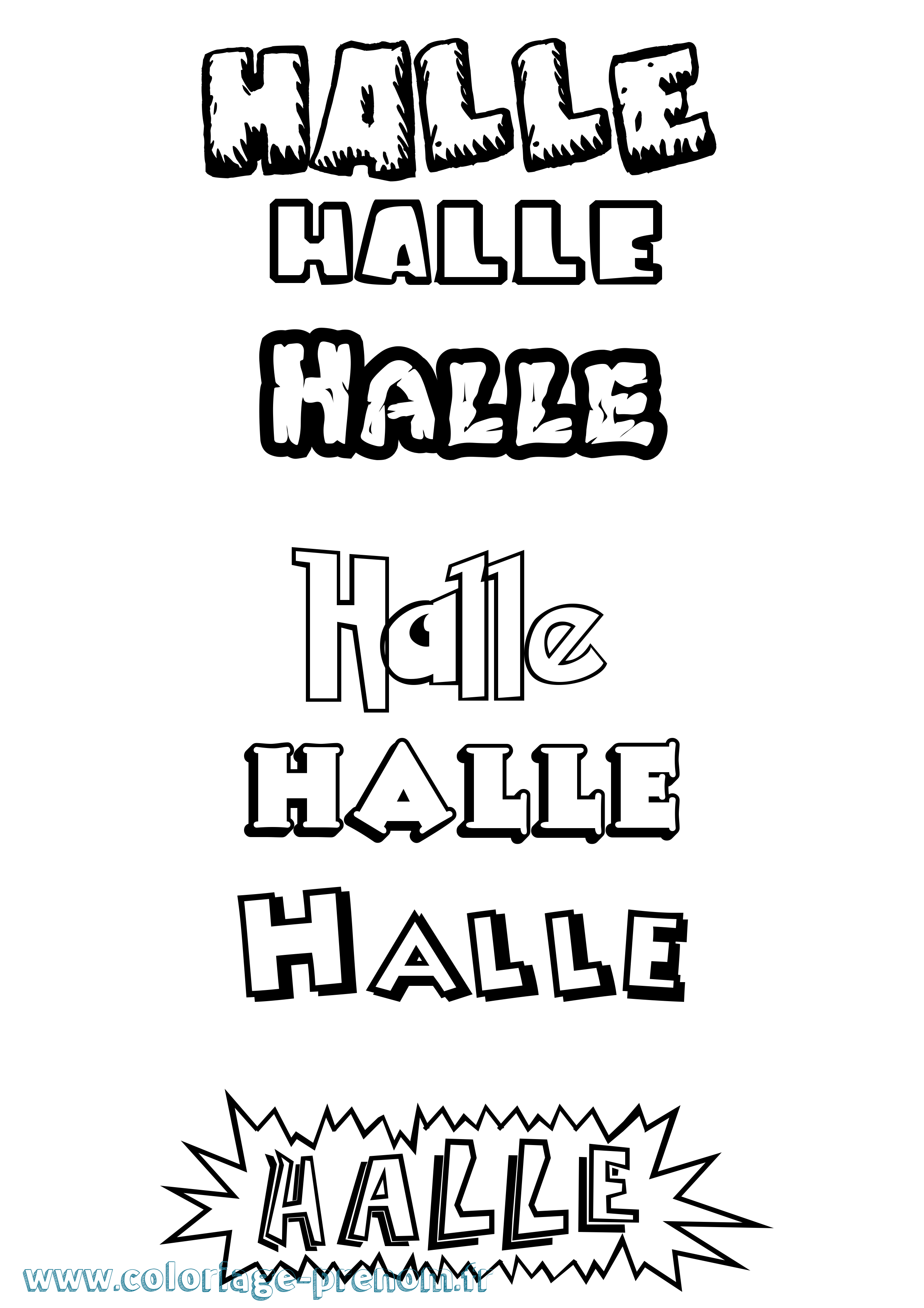 Coloriage prénom Halle Dessin Animé